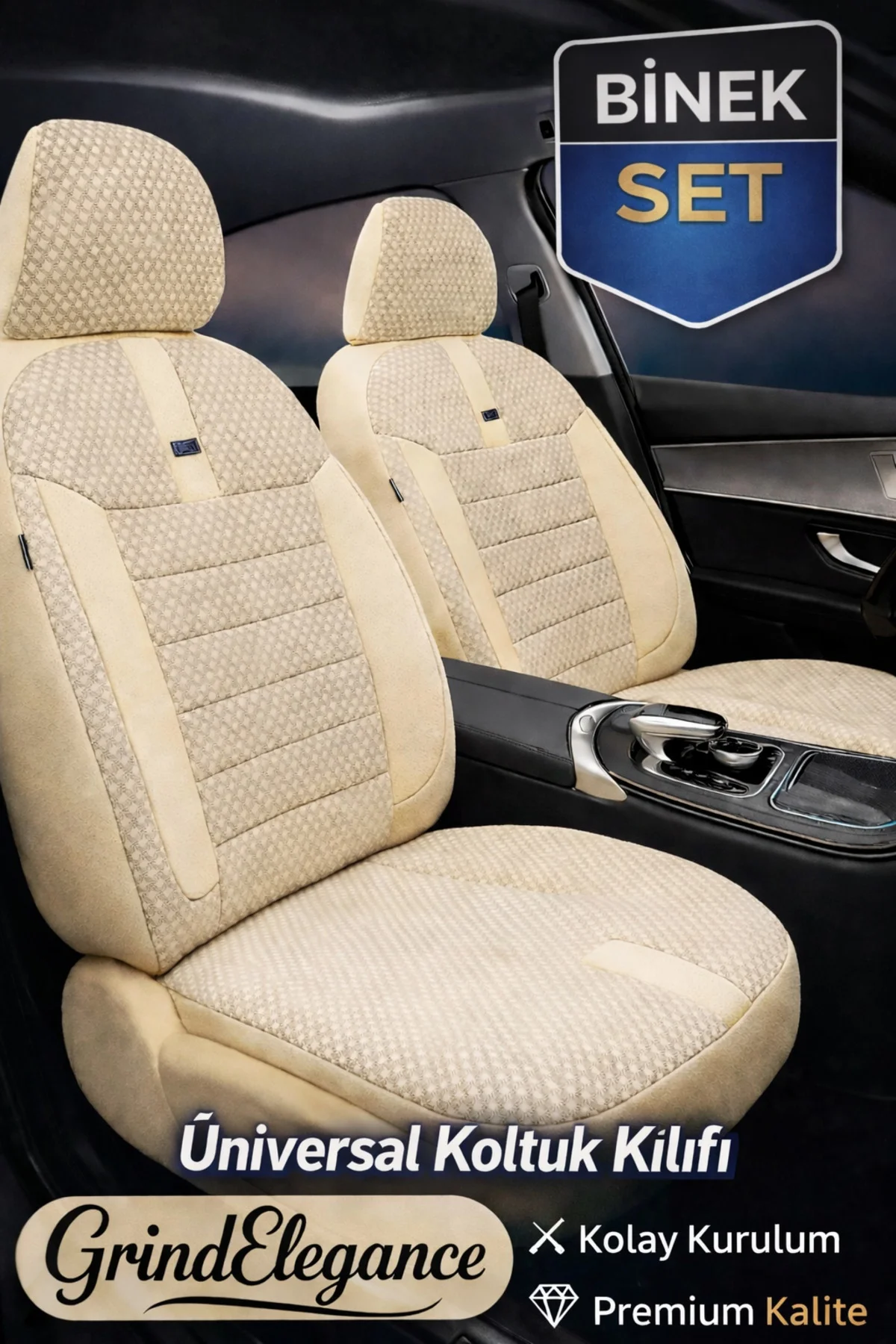Fiat Egea Bütün 2015 Bütün Arka Sırt Oturak Uyumlu Vira GrindElegance Bej Koltuk Kılıfı