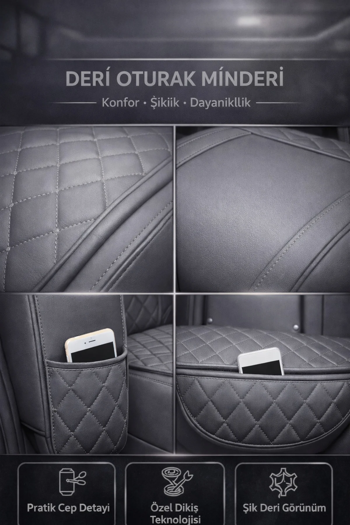 Fiat Egea Cross 2020 ve Sonrası Uyumlu 3 Parça Deri Oturak Minder