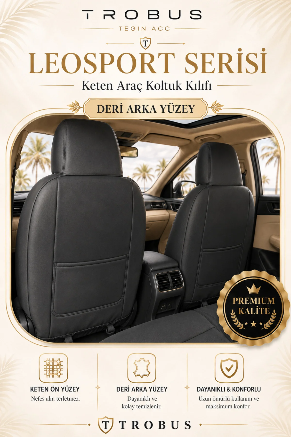 Fiat Egea Cross 2020 Sonrası Uyumlu LeoSport Serisi Siyah Kırmızı Ortopedik Keten Koltuk Kılıfı
