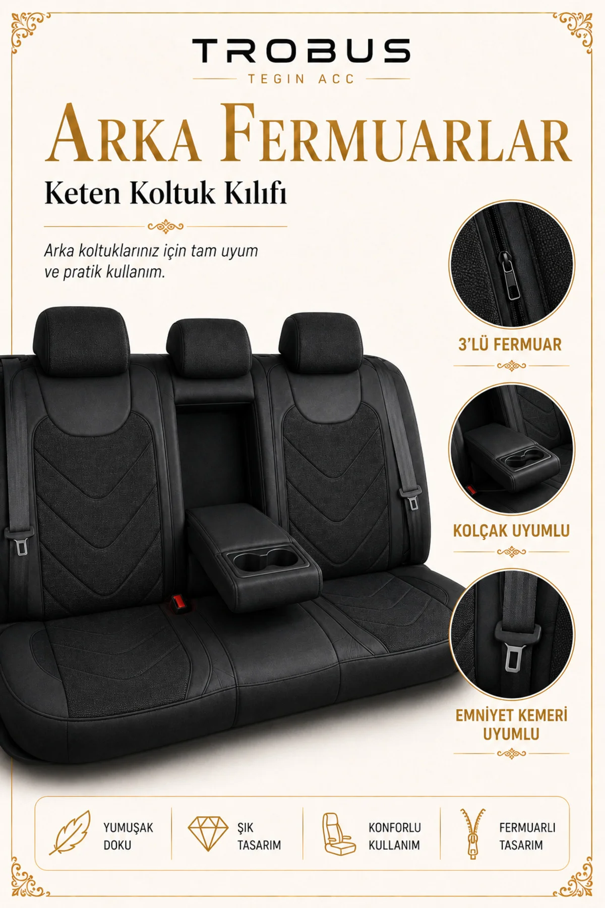Fiat Egea Cross 2020 Sonrası Uyumlu LeoSport Serisi Siyah Kırmızı Ortopedik Keten Koltuk Kılıfı