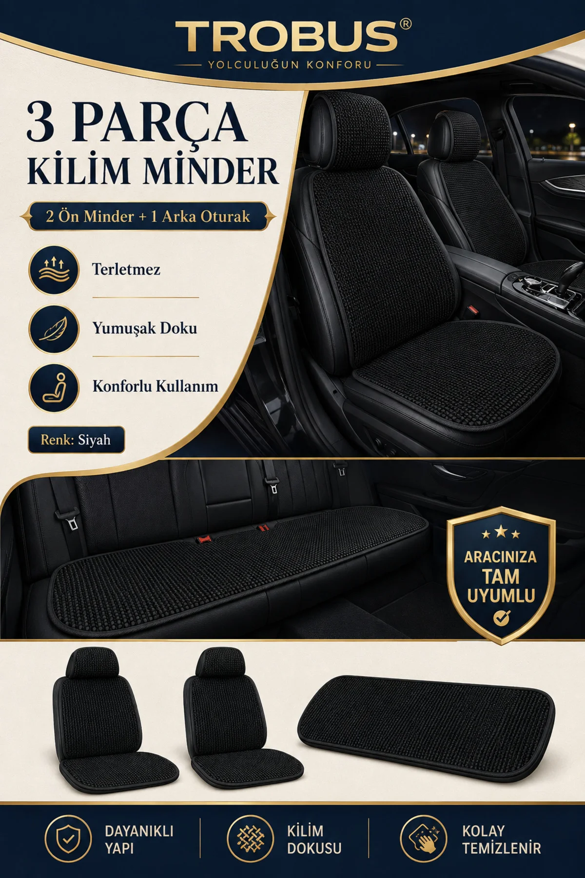 Fiat Egea Cross 2020 ve Sonrası Üniversal Örme 3 Parça Minder Terletmez Kaymaz Taban Siyah Fiat Egea Cross 2020 ve Sonrası Üniversal Örme 3 Parça Minder Terletmez Kaymaz Taban Siyah