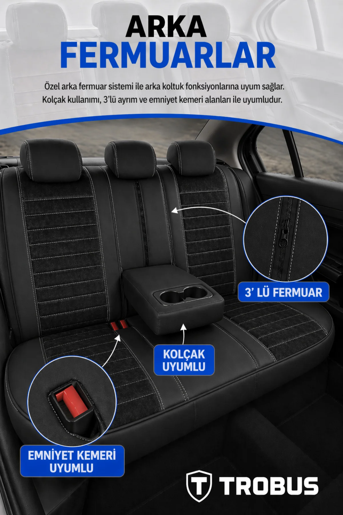 Fiat Egea Cross 2020 ve Sonrası Tay Tüyü Deri Detay Koltuk Kılıfı Prestige Line Siyah Beyaz