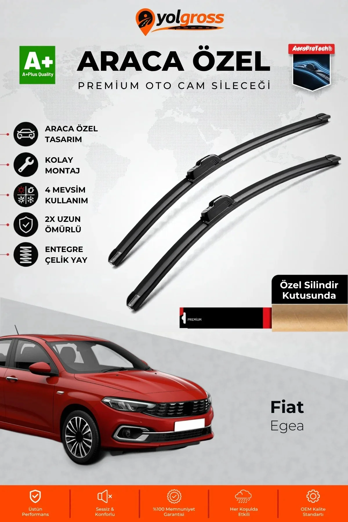 Fiat Egea Ön Cam Silecek Seti 2015 Üzeri Premium Araca Özel 65-40 Cm A+ Kalite