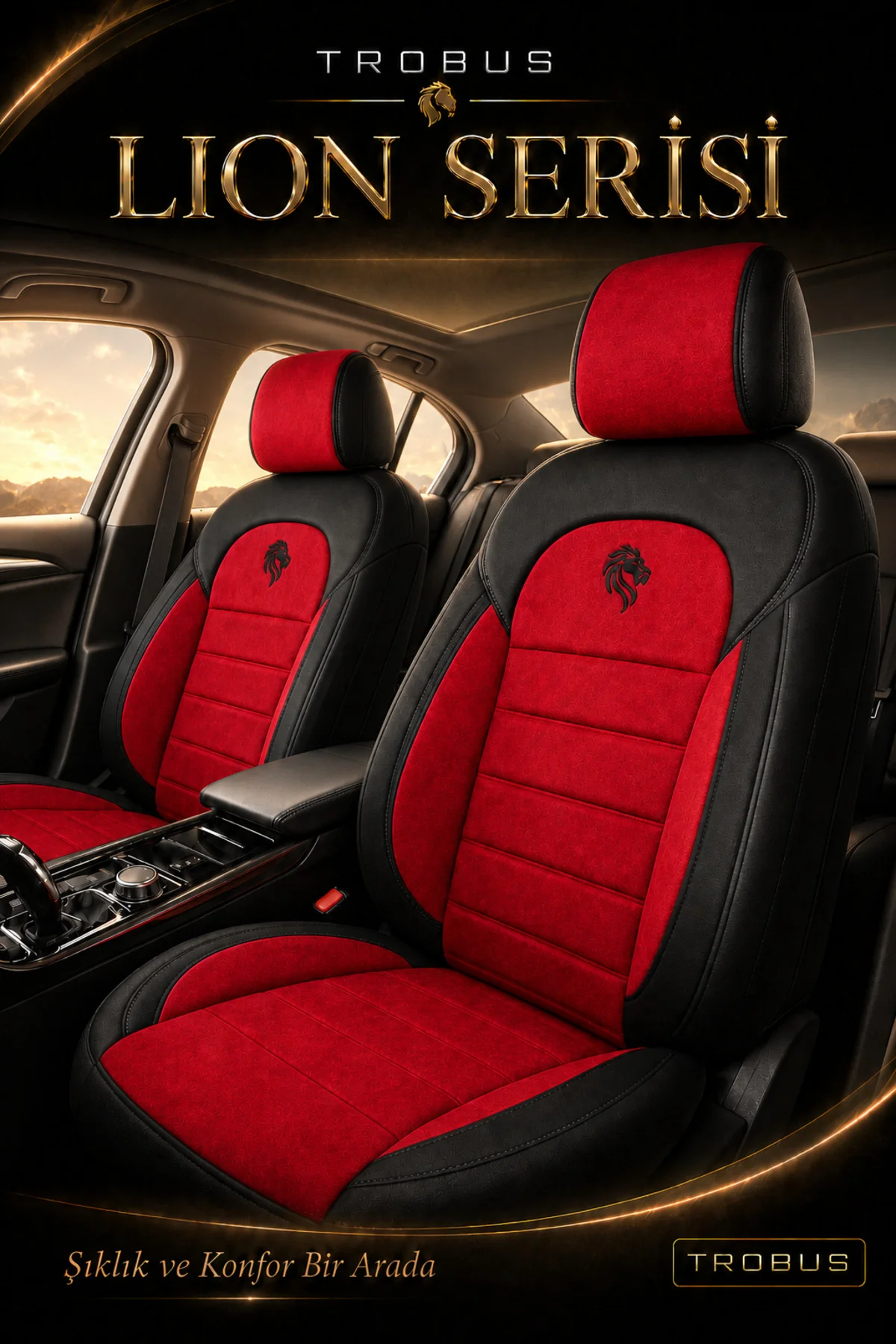 Fiat Egea Sedan 2014+ Uyumlu Lion Serisi Tay Tüyü Kırmızı Siyah Premium Koltuk Kılıfı Fiyatı, Yorumları ve Özellikleri