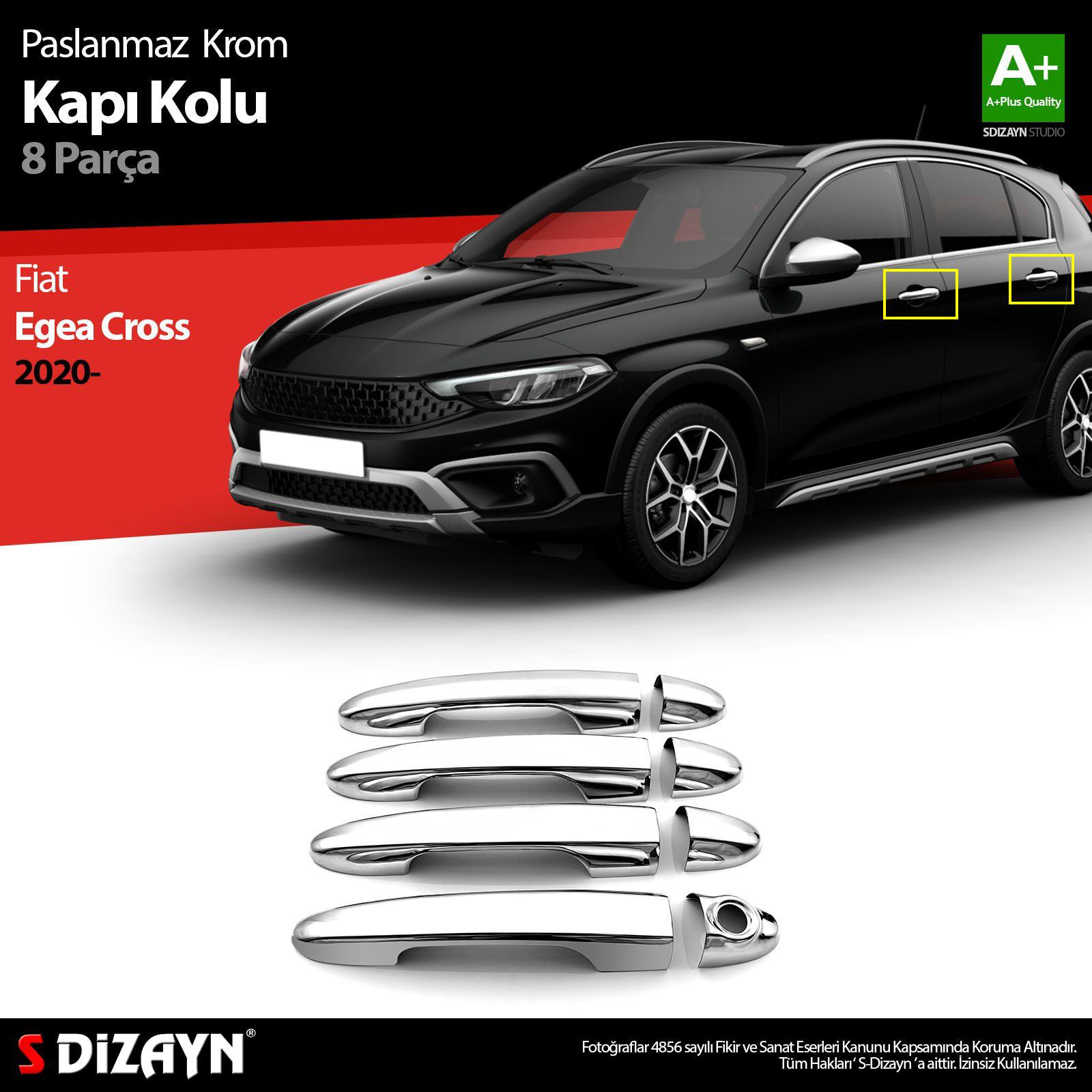Fiat Egea Uyumlu Cross Krom Kapı Kolu 8 Parça. 2020 Üzeri Parça Fiat Egea Uyumlu Cross Krom Kapı Kolu 8 Parça. 2020 Üzeri Parça