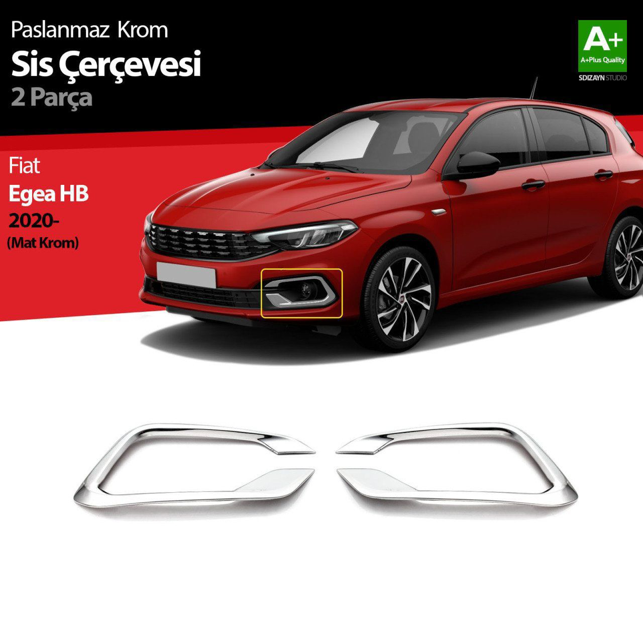 Fiat Egea Uyumlu Hatchback Krom Sis Çerçevesi 2 Parça. 2020 Üzeri Fiat Egea Uyumlu Hatchback Krom Sis Çerçevesi 2 Parça. 2020 Üzeri