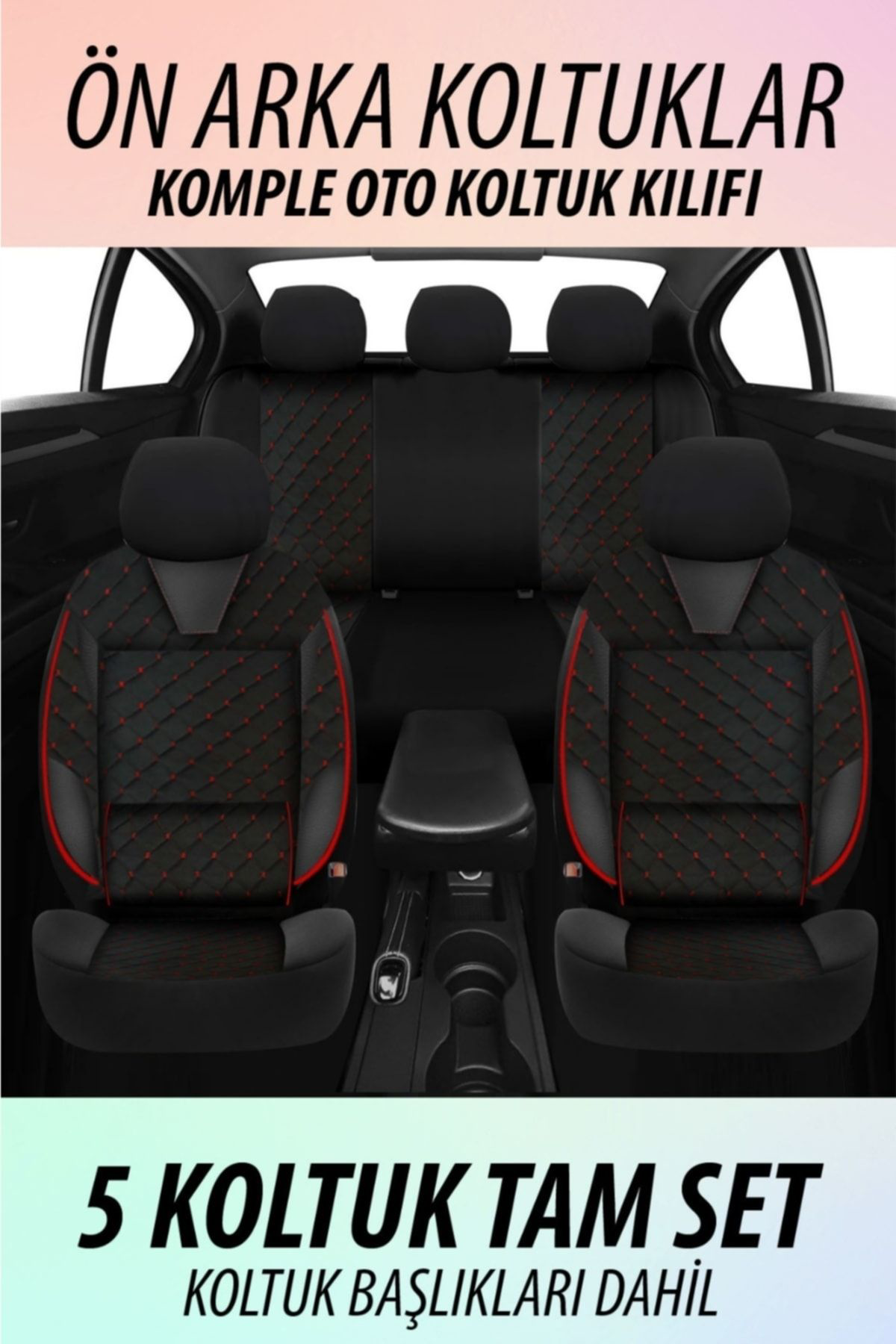 Jet Garaj Fiat Egea Uyumlu Koltuk Kilifi Genesa Serisi - Kirmizi