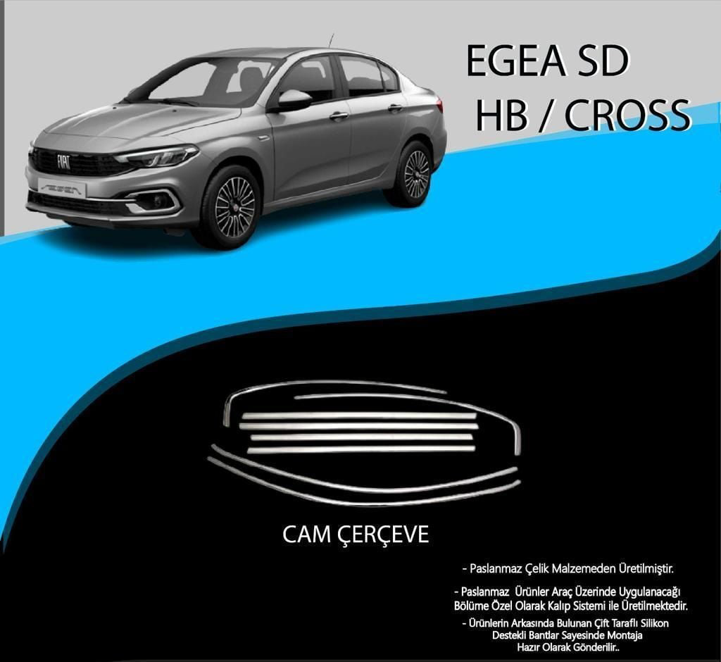 Fiat Egea Uyumlu Hatchback Krom Cam Çerçevesi 8 Parça Egea (2015+ Fiat Egea Uyumlu Hatchback Krom Cam Çerçevesi 8 Parça Egea (2015+