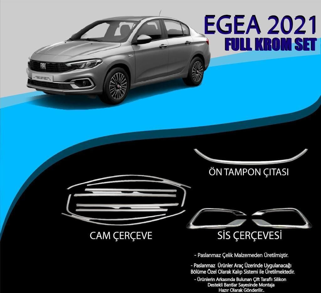 Fiat Egea Uyumlu 2021+ Krom Set (Cam Çerçeve.-Ön Tampon Çıt.-Sis Fiat Egea Uyumlu 2021+ Krom Set (Cam Çerçeve.-Ön Tampon Çıt.-Sis