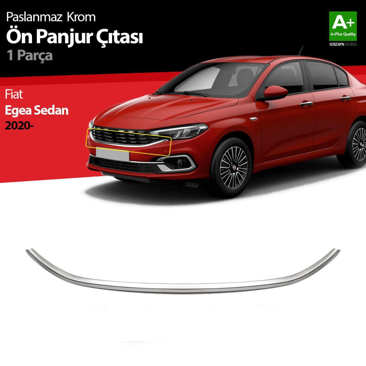 Fiat Egea Uyumlu Sedan Krom Ön Panjur Çıtası 2020 Üzeri Fiat Egea Uyumlu Sedan Krom Ön Panjur Çıtası 2020 Üzeri
