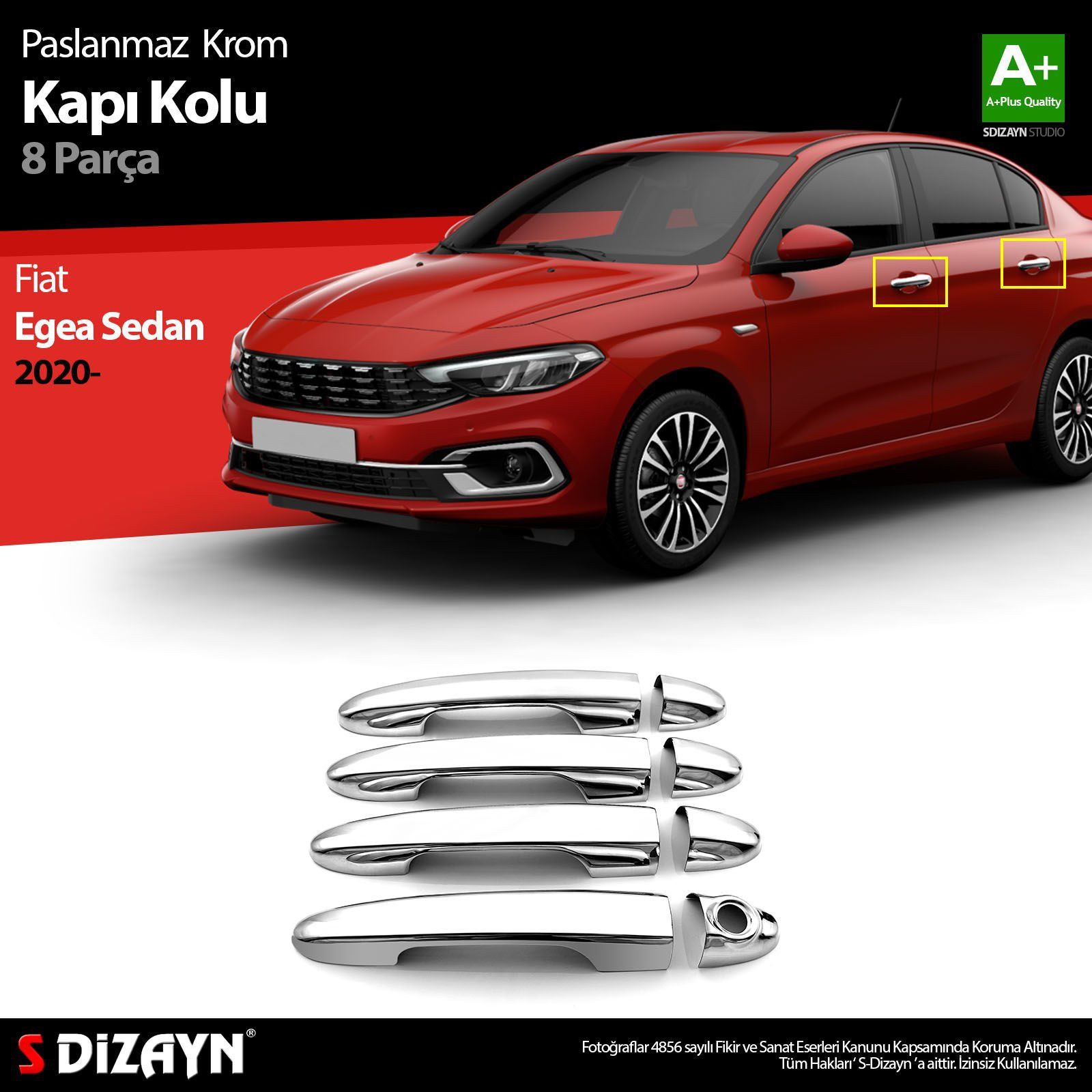 Fiat Egea Uyumlu Sedan Krom Kapı Kolu 8 Parça. 2020 Üzeri Parça Fiat Egea Uyumlu Sedan Krom Kapı Kolu 8 Parça. 2020 Üzeri Parça
