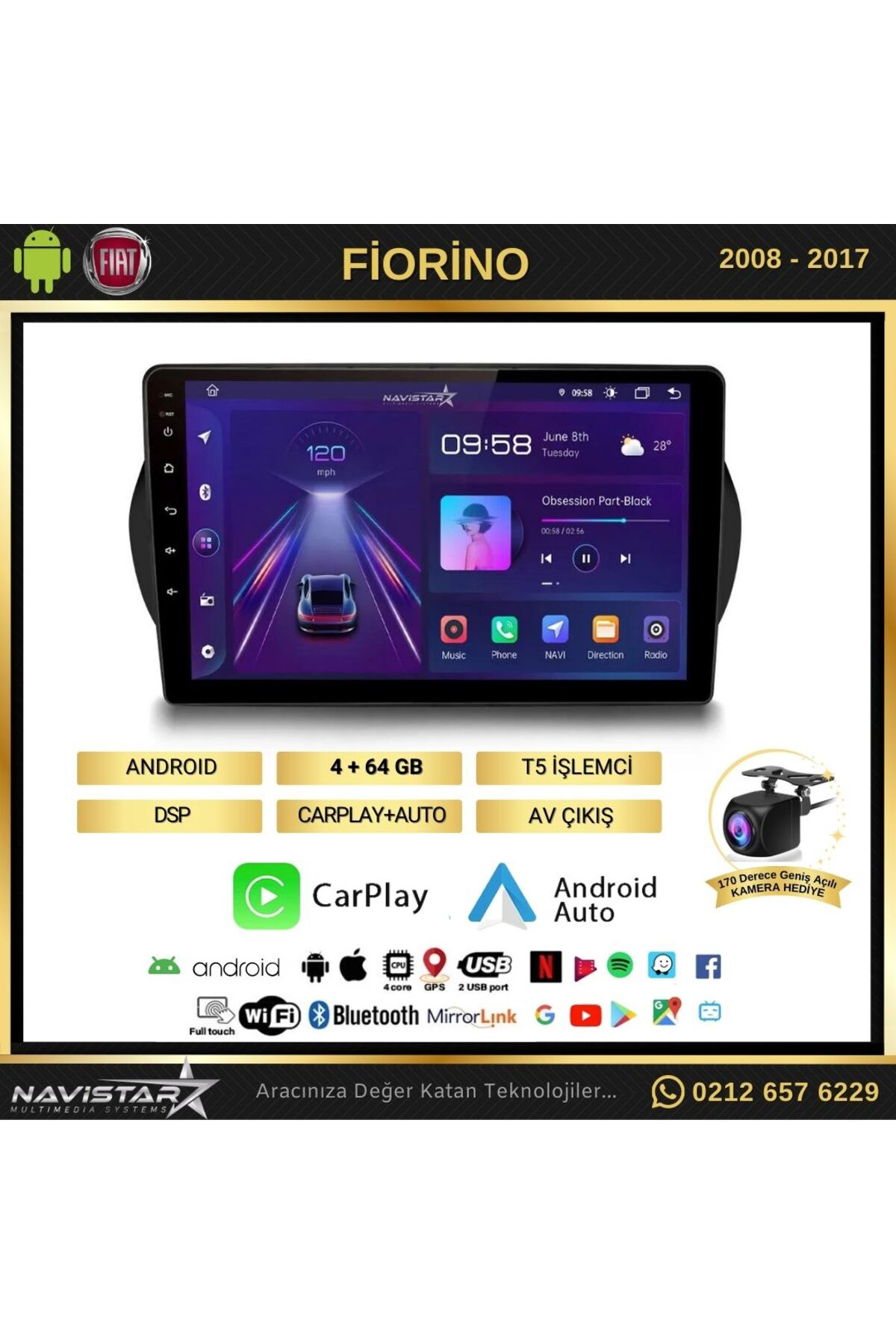 Fiat Fiorino 4gb 64gb Kablosuz Carplay 2008-2017 Android 13 Navig Fiat Fiorino 4gb 64gb Kablosuz Carplay 2008-2017 Android 13 Navig