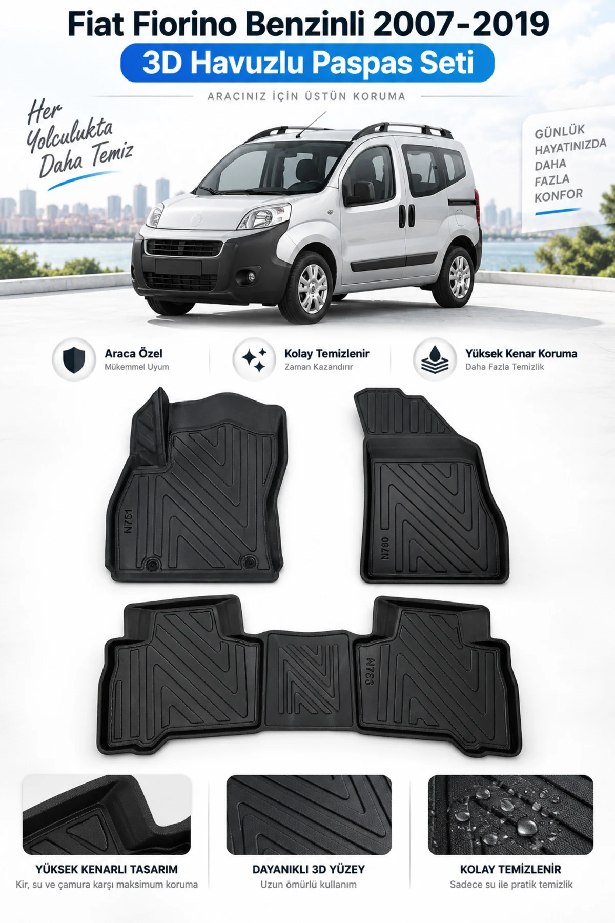 Fiat Fiorino Benzinli 2007-2019 Karbon Desenli Premium 3D Havuzlu Oto Paspas Fiat Fiorino Benzinli 2007-2019 Karbon Desenli Premium 3D Havuzlu Oto Paspas