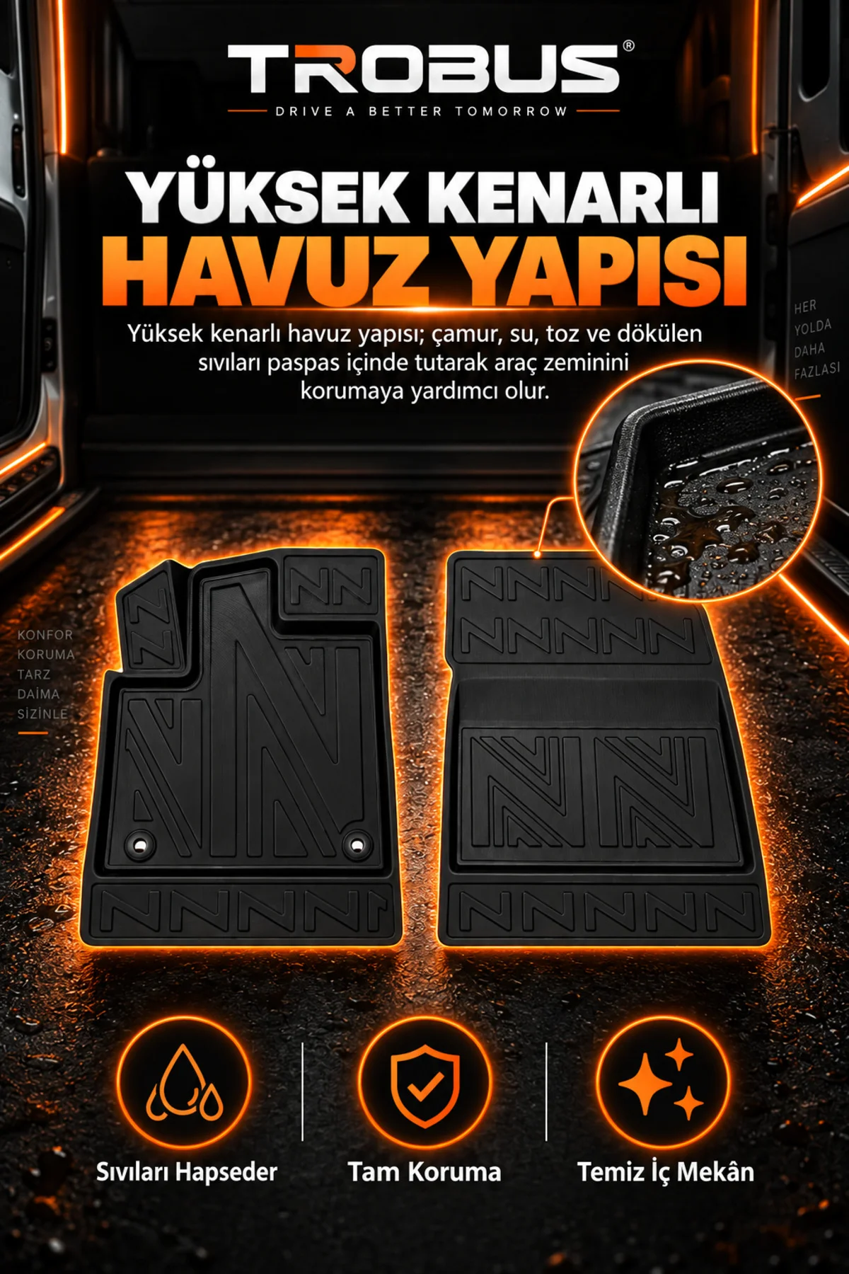 Fiat Fiorino Benzinli Panelvan 2008-2019 Karbon Desenli 3D Havuzlu Oto Paspas 2 Parça Ön Takım Fiat Fiorino Benzinli Panelvan 2008-2019 Karbon Desenli 3D Havuzlu Oto Paspas 2 Parça Ön Takım