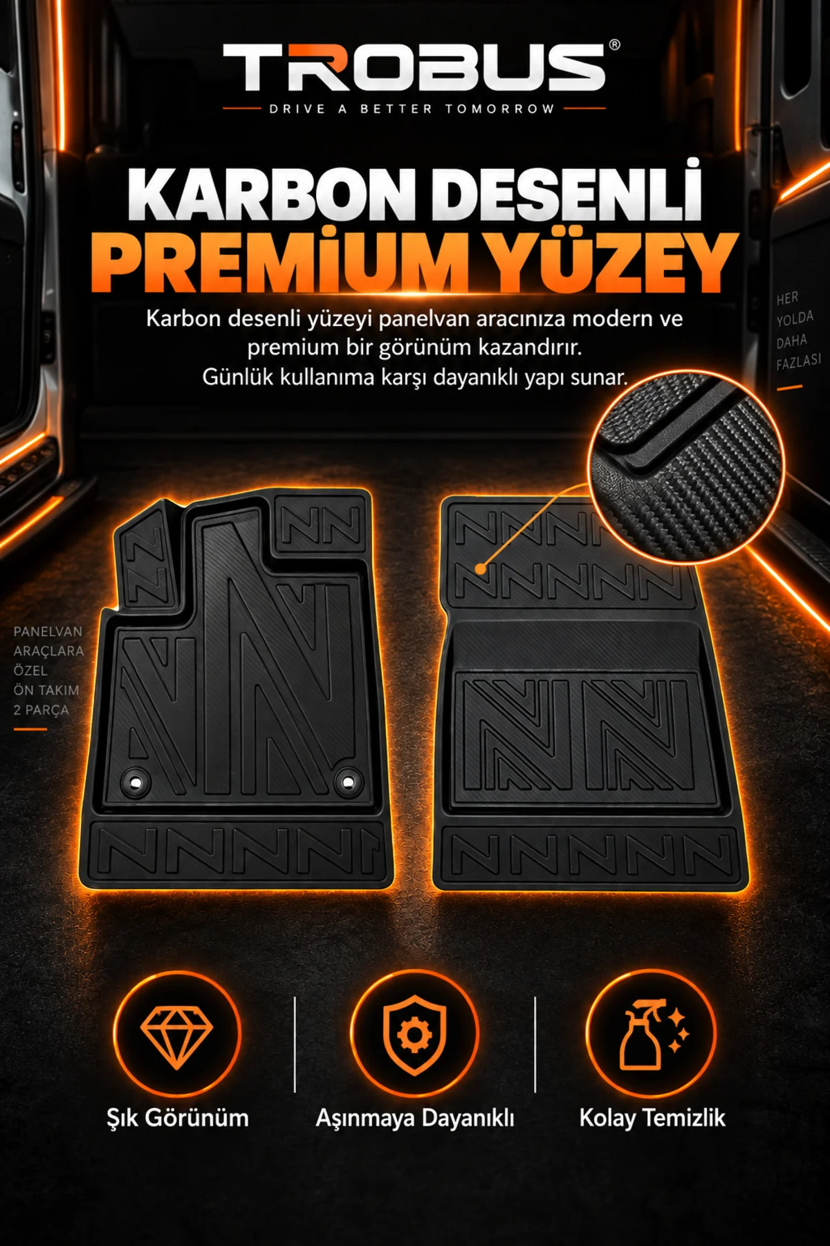 Fiat Fiorino Dizel Panelvan 2008-2019 Karbon Desenli Premium 3D Havuzlu Oto Paspas 2 Parça Ön Takım Fiat Fiorino Dizel Panelvan 2008-2019 Karbon Desenli Premium 3D Havuzlu Oto Paspas 2 Parça Ön Takım
