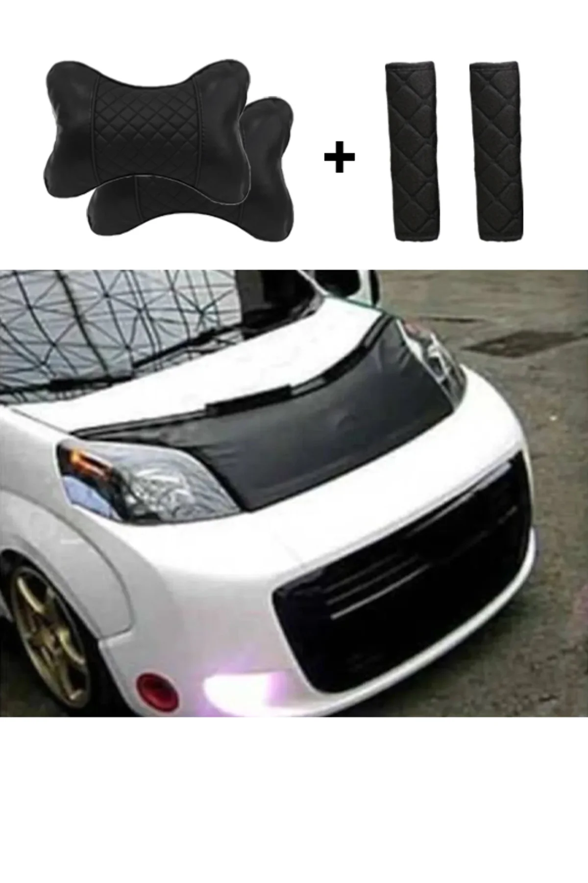 Fiat Fiorino Uyumlu Ön Kaput Koruyucu Spor Tuning Model Siyah Nakış Kapitone Yastık-Kemer Setli Fiat Fiorino Uyumlu Ön Kaput Koruyucu Spor Tuning Model Siyah Nakış Kapitone Yastık-Kemer Setli