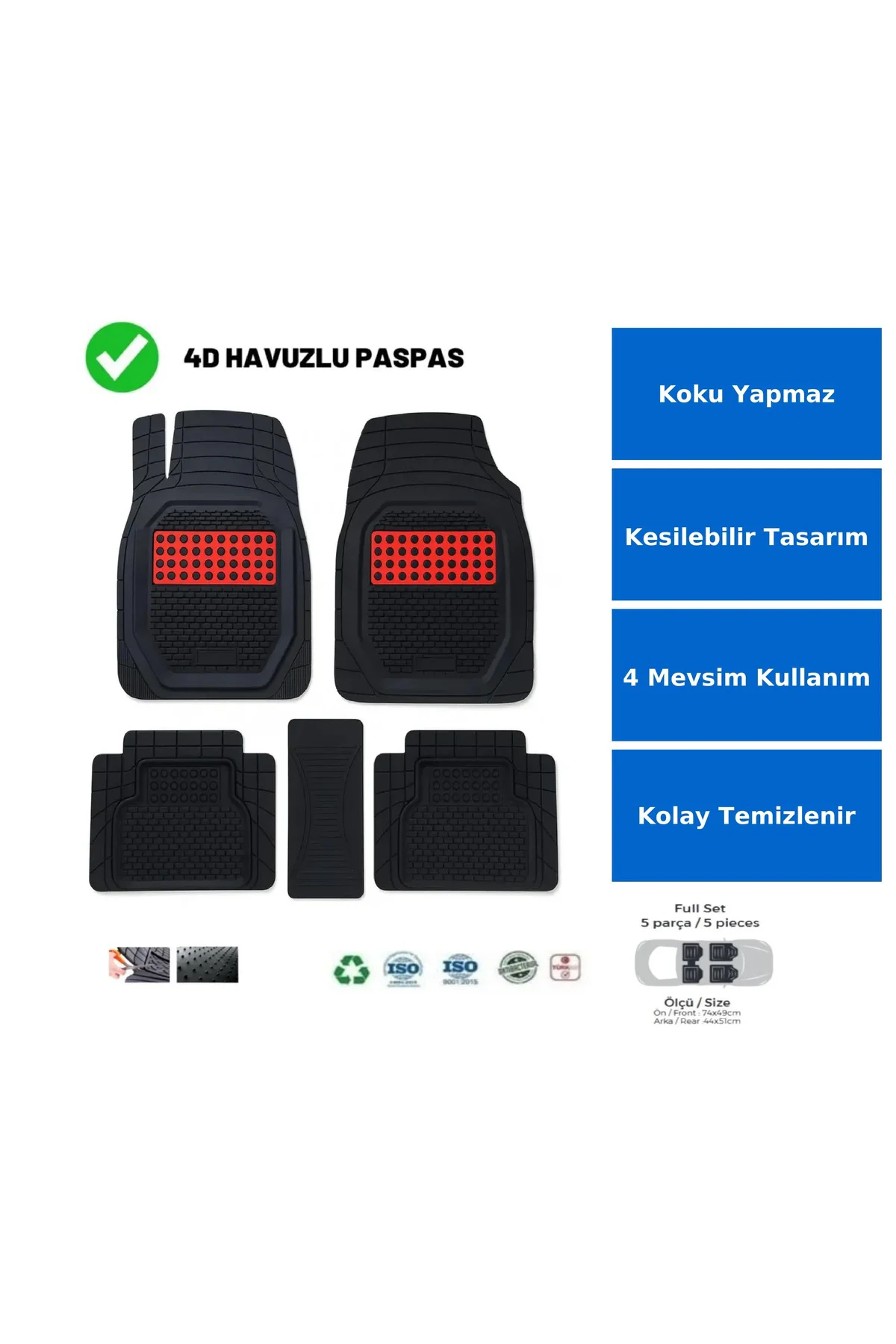 Fiat Freemont 2016 UYUMLU HAVUZLU ÜNIVERSAL YENİ NESİL PLUS PASPAS SİYAH - KIRMIZI