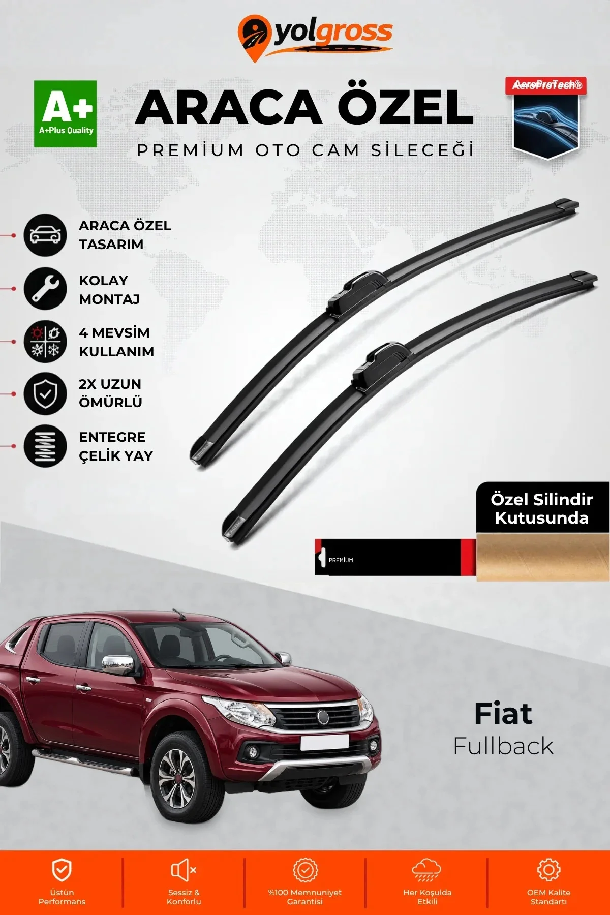Fiat Fullback Ön Cam Silecek Seti 2016 Üzeri Premium Araca Özel 55-45 Cm A+ Kalite