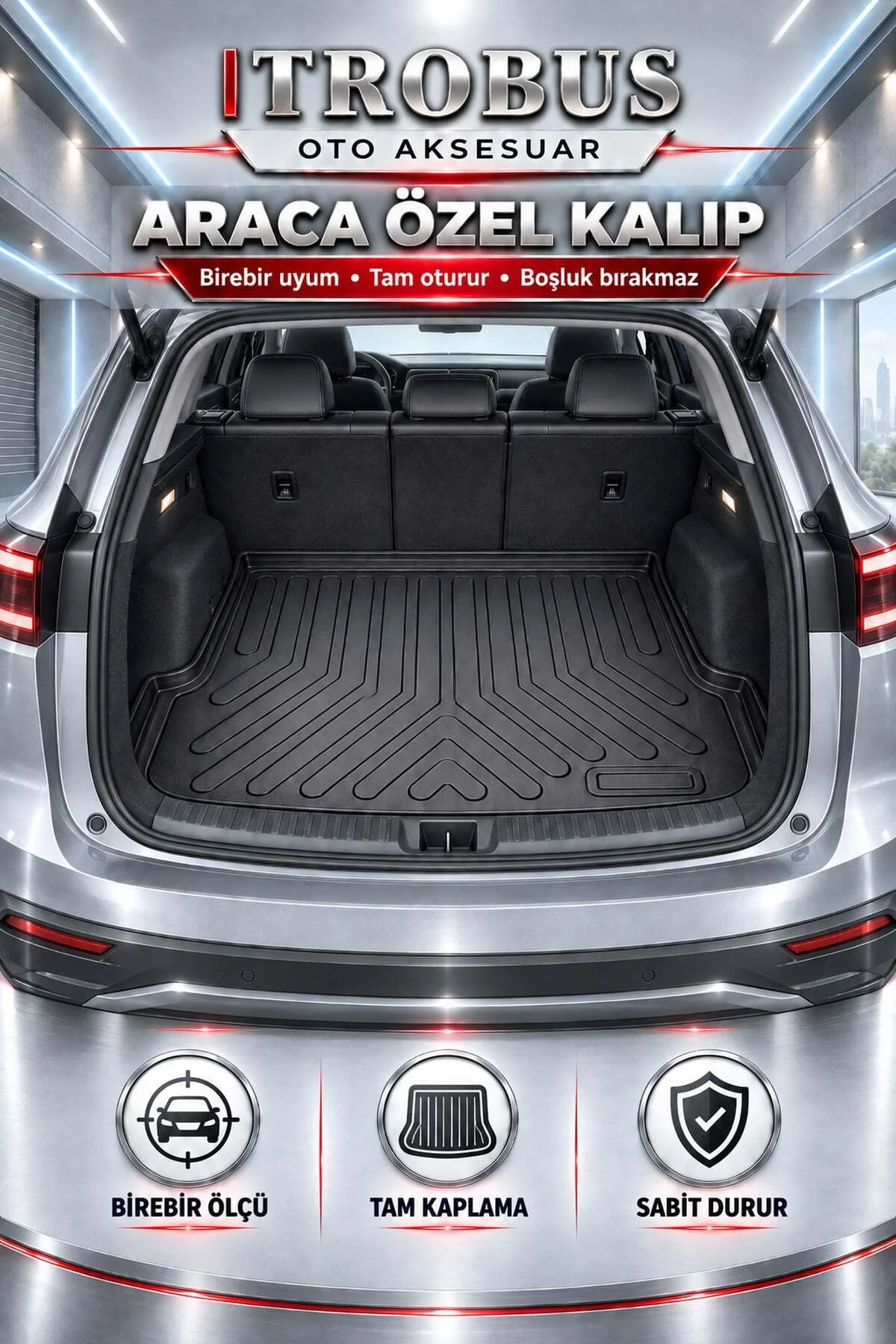 Fiat Grande Panda 2025 Sonrası Elektrikli Sabit Zemin Araca Özel 3D Bagaj Havuzu - Görsel 3