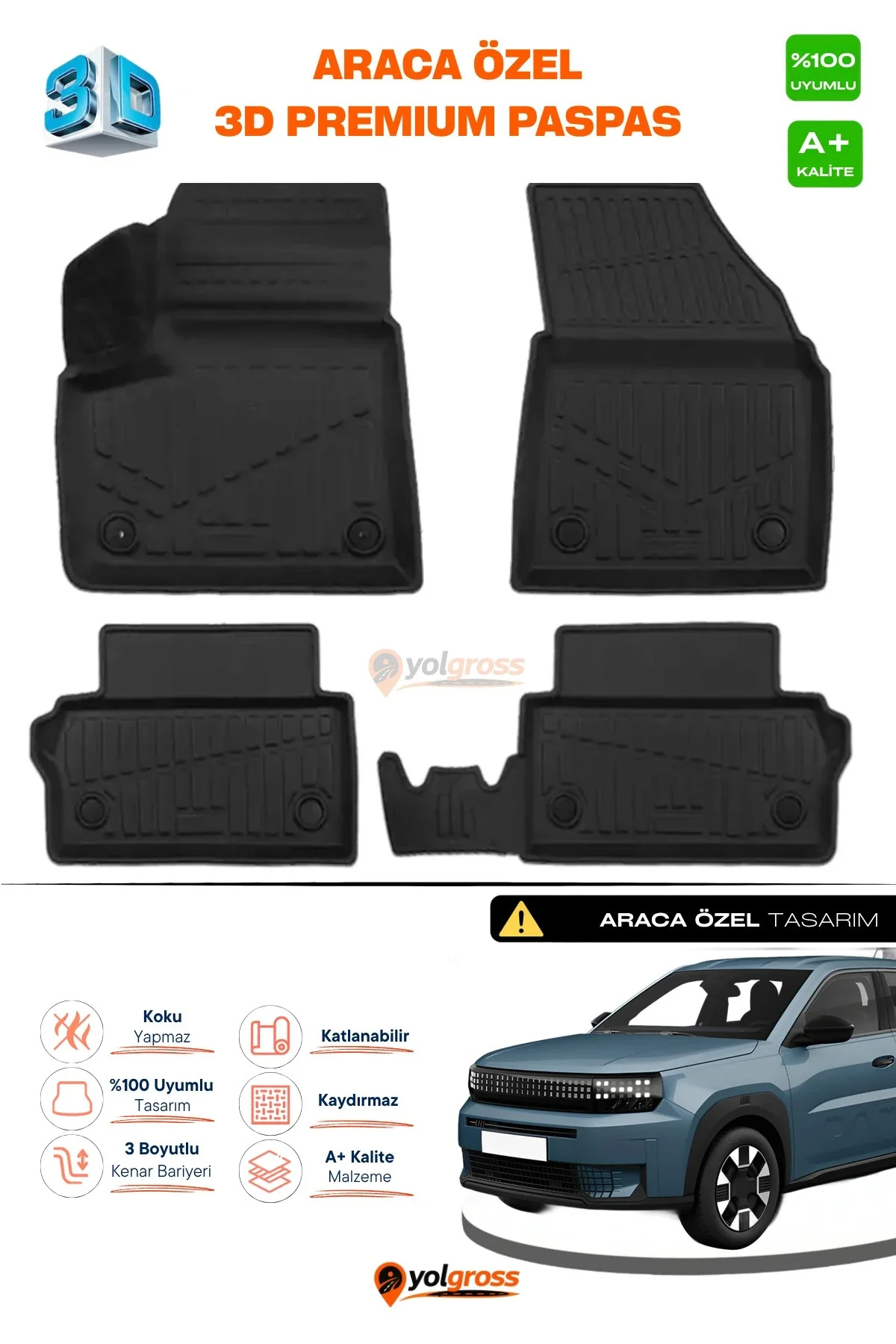 Fiat Grande Panda Elektrikli 3D Pro Havuzlu Paspas 2025 Üzeri A+ Kalite Fiat Grande Panda Elektrikli 3D Pro Havuzlu Paspas 2025 Üzeri A+ Kalite