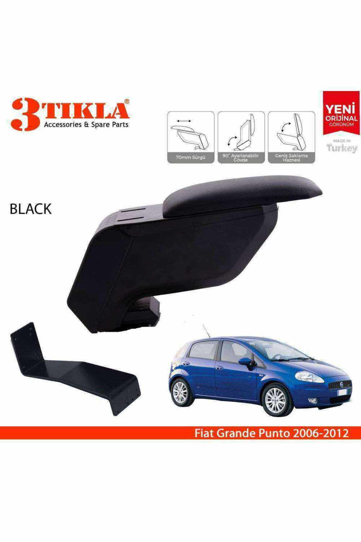 Fiat Grande Punto 2006-2012 Delmesiz Çelik Ayaklı Siyah Kolçak Kol Dayama Fiyatı, Yorumları ve Özellikleri