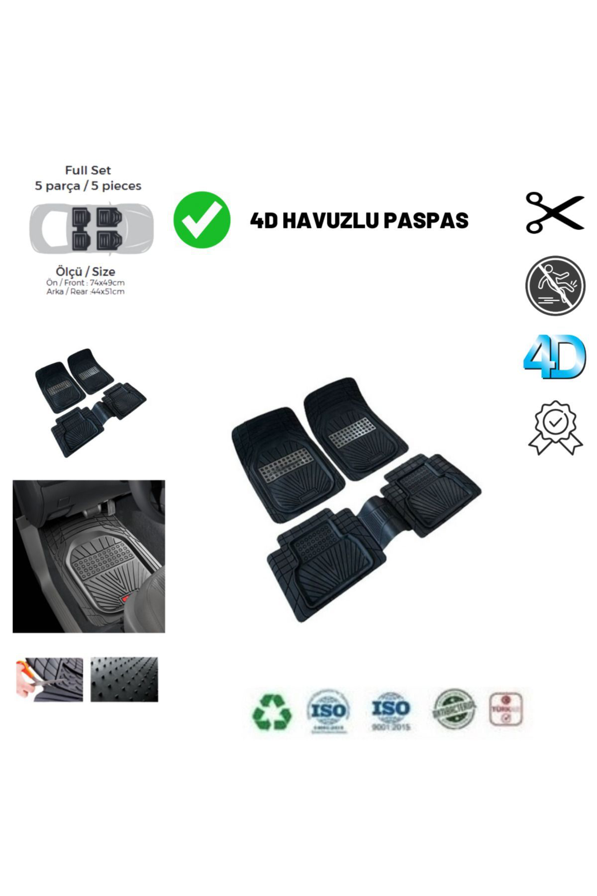 Zeyno Ticaret Fiat Linea 2016 Uyumlu Havuzlu Üniversal Yeni Nesil Plus Paspas S