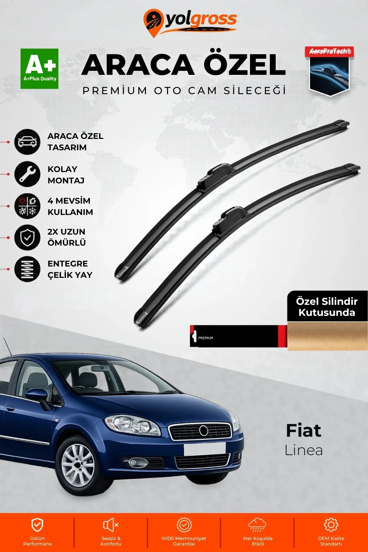Fiat Linea Ön Cam Silecek Seti 2007-2018 Premium Araca Özel 65-38 Cm A+ Kalite Fiat Linea Ön Cam Silecek Seti 2007-2018 Premium Araca Özel 65-38 Cm A+ Kalite