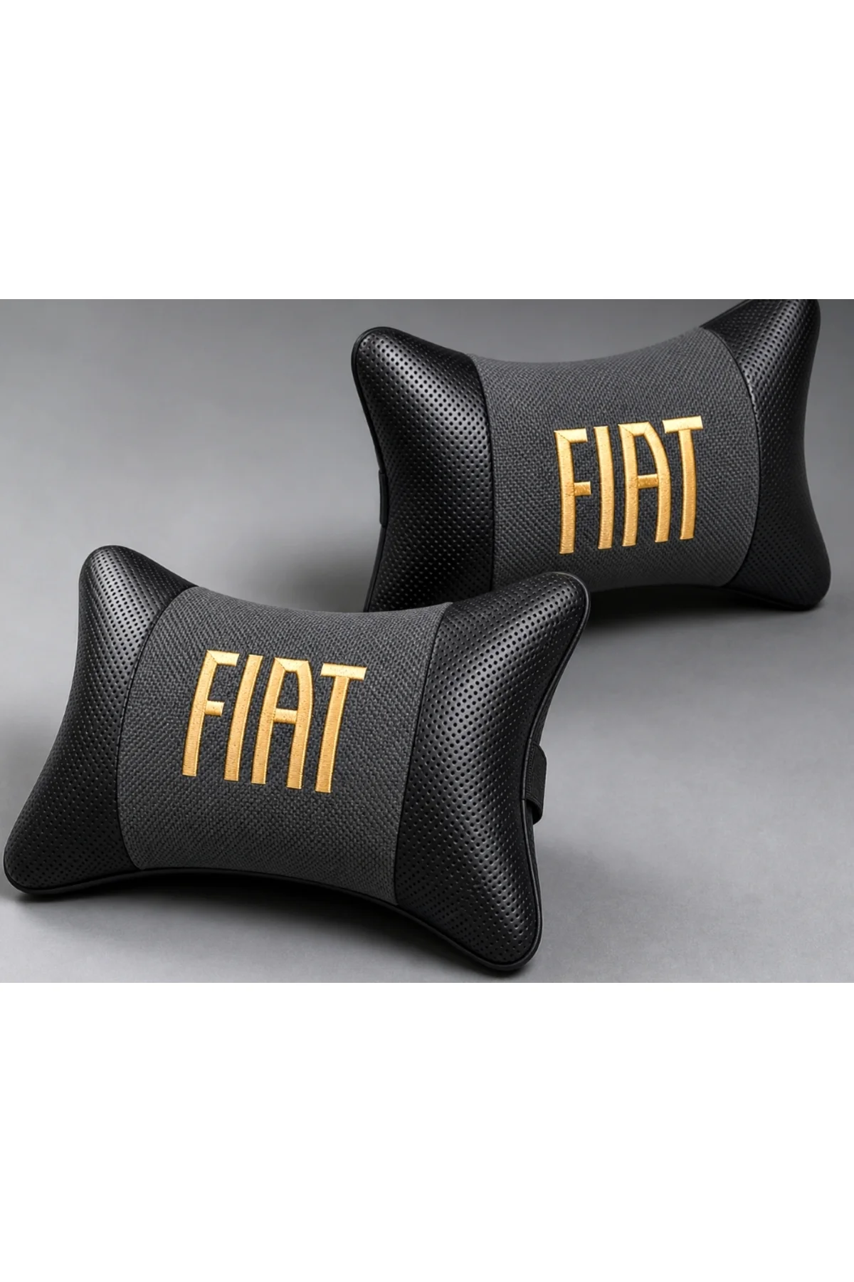 Fiat Logolu Boyun Yastığı 2’li Set Füme Keten Kumaş Nakışlı Oto Koltuk Baş Destek Yastığı Fiat Logolu Boyun Yastığı 2’li Set Füme Keten Kumaş Nakışlı Oto Koltuk Baş Destek Yastığı - Görsel 4