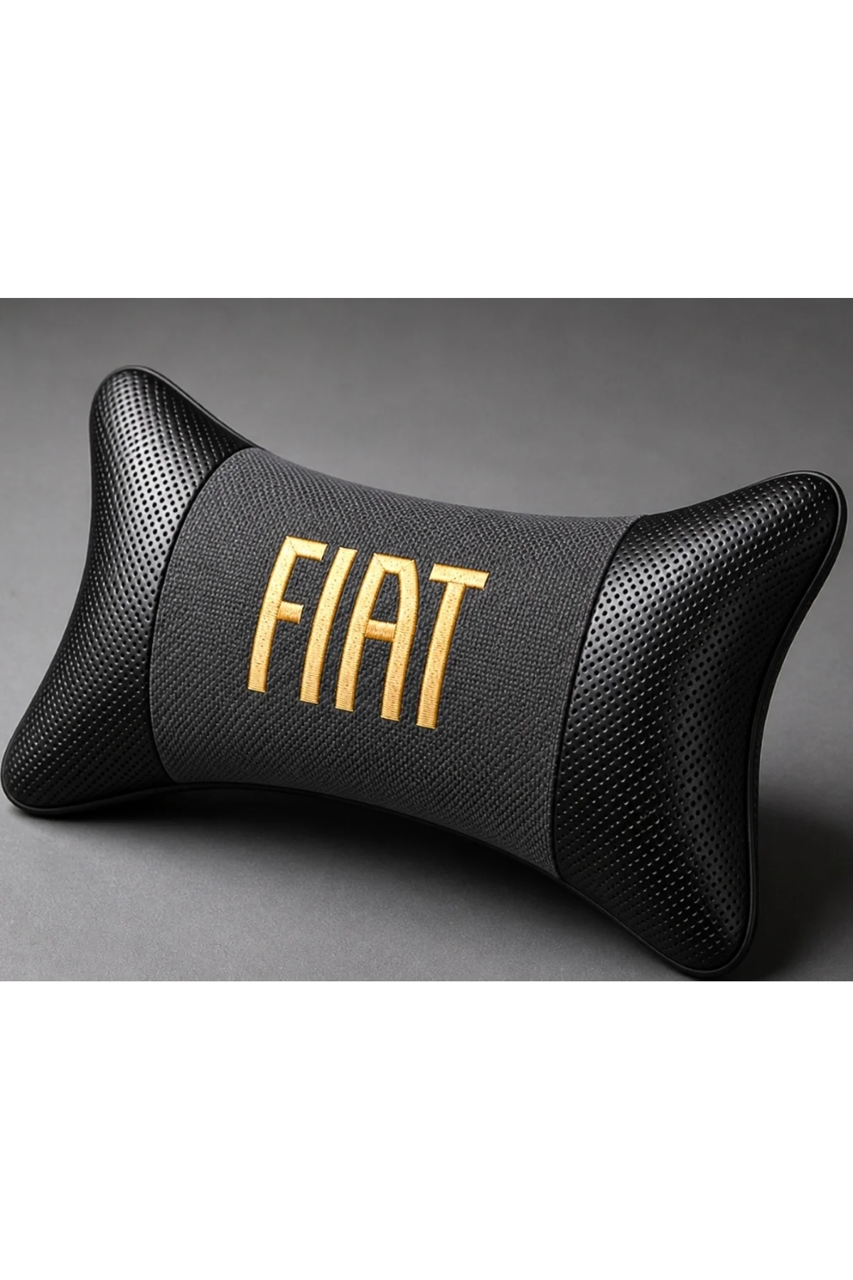 Fiat Logolu Boyun Yastığı 2’li Set Füme Keten Kumaş Nakışlı Oto Koltuk Baş Destek Yastığı Fiat Logolu Boyun Yastığı 2’li Set Füme Keten Kumaş Nakışlı Oto Koltuk Baş Destek Yastığı - Görsel 3