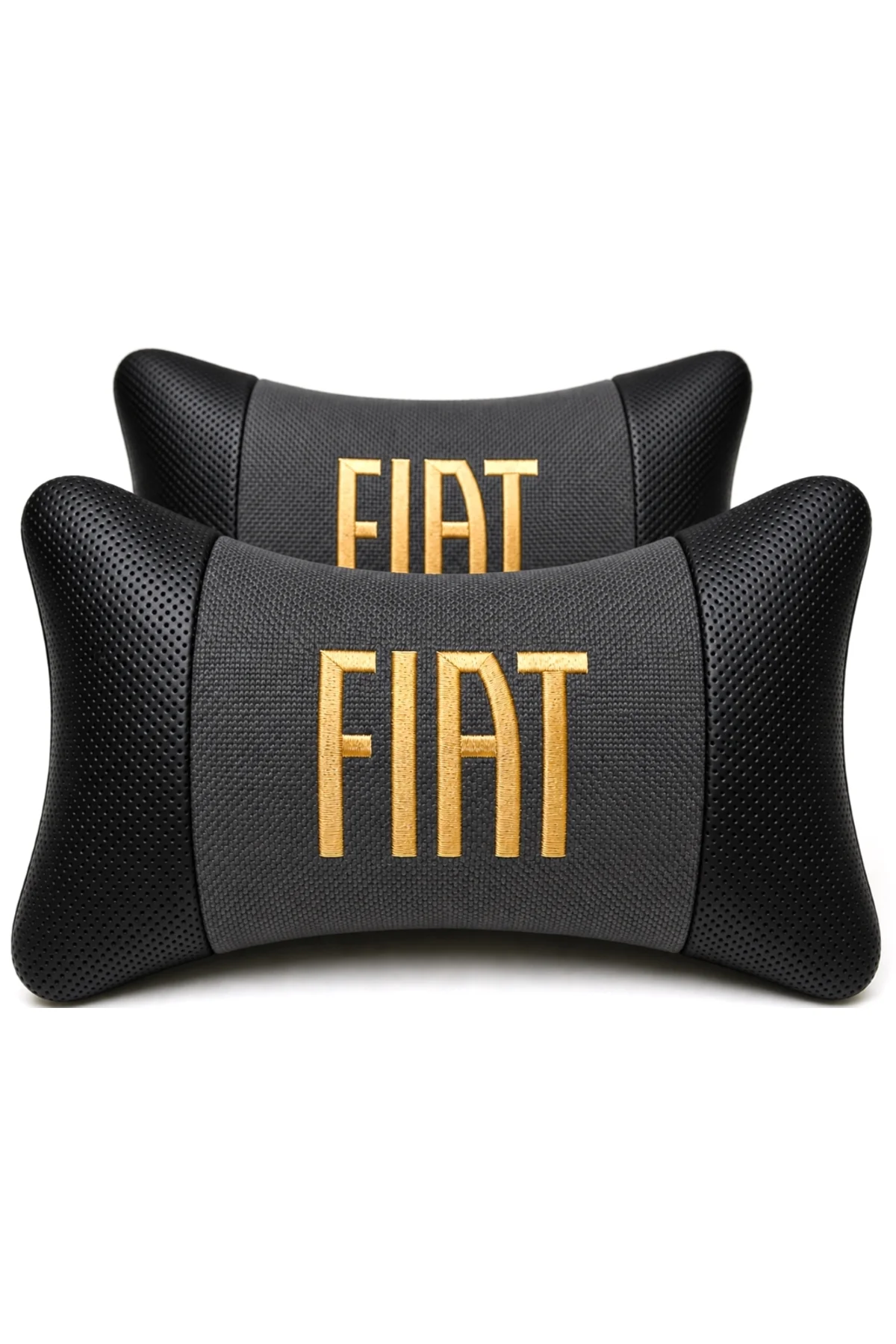 Fiat Logolu Boyun Yastığı 2’li Set Füme Keten Kumaş Nakışlı Oto Koltuk Baş Destek Yastığı Fiat Logolu Boyun Yastığı 2’li Set Füme Keten Kumaş Nakışlı Oto Koltuk Baş Destek Yastığı