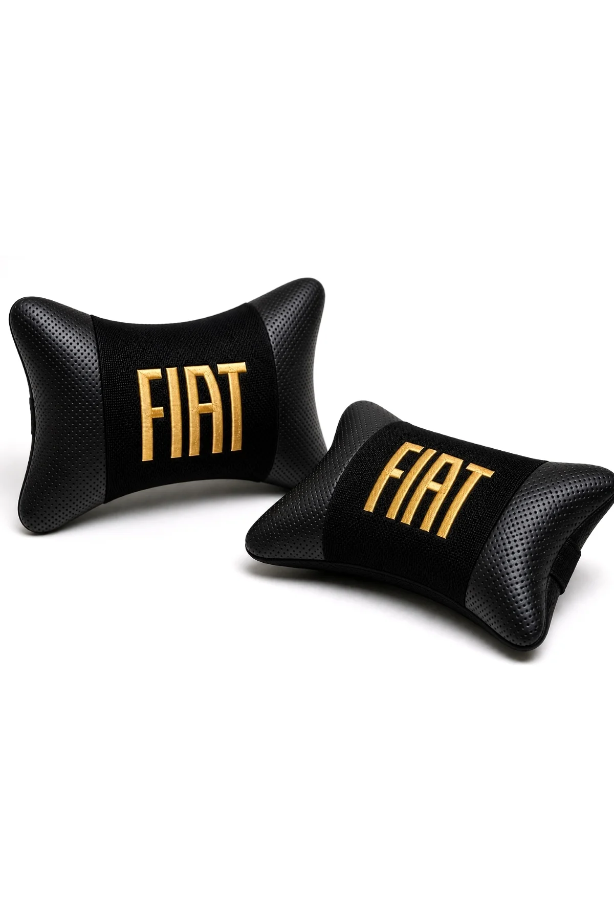 Fiat Logolu Boyun Yastığı 2’li Set Siyah Keten Kumaş Nakışlı Oto Koltuk Baş Destek Yastığı Fiat Logolu Boyun Yastığı 2’li Set Siyah Keten Kumaş Nakışlı Oto Koltuk Baş Destek Yastığı - Görsel 3