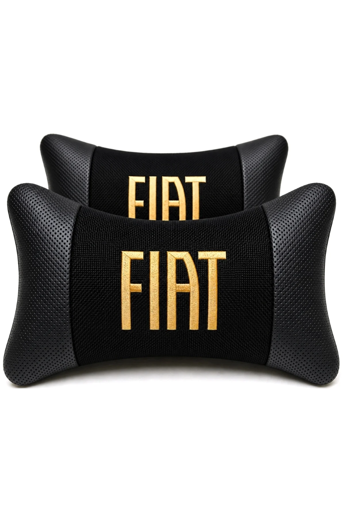Fiat Logolu Boyun Yastığı 2’li Set Siyah Keten Kumaş Nakışlı Oto Koltuk Baş Destek Yastığı Fiat Logolu Boyun Yastığı 2’li Set Siyah Keten Kumaş Nakışlı Oto Koltuk Baş Destek Yastığı