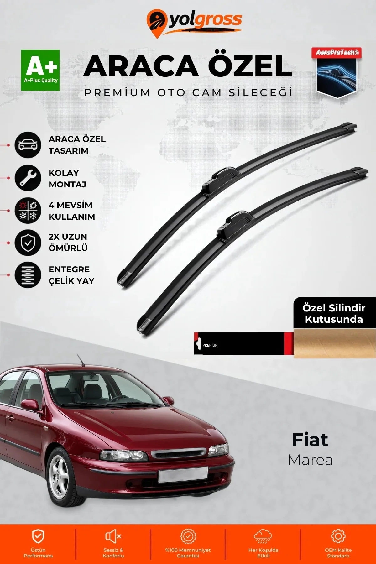 Fiat Marea Ön Cam Silecek Seti 1999-2007 Premium Araca Özel 55-48 Cm A+ Kalite