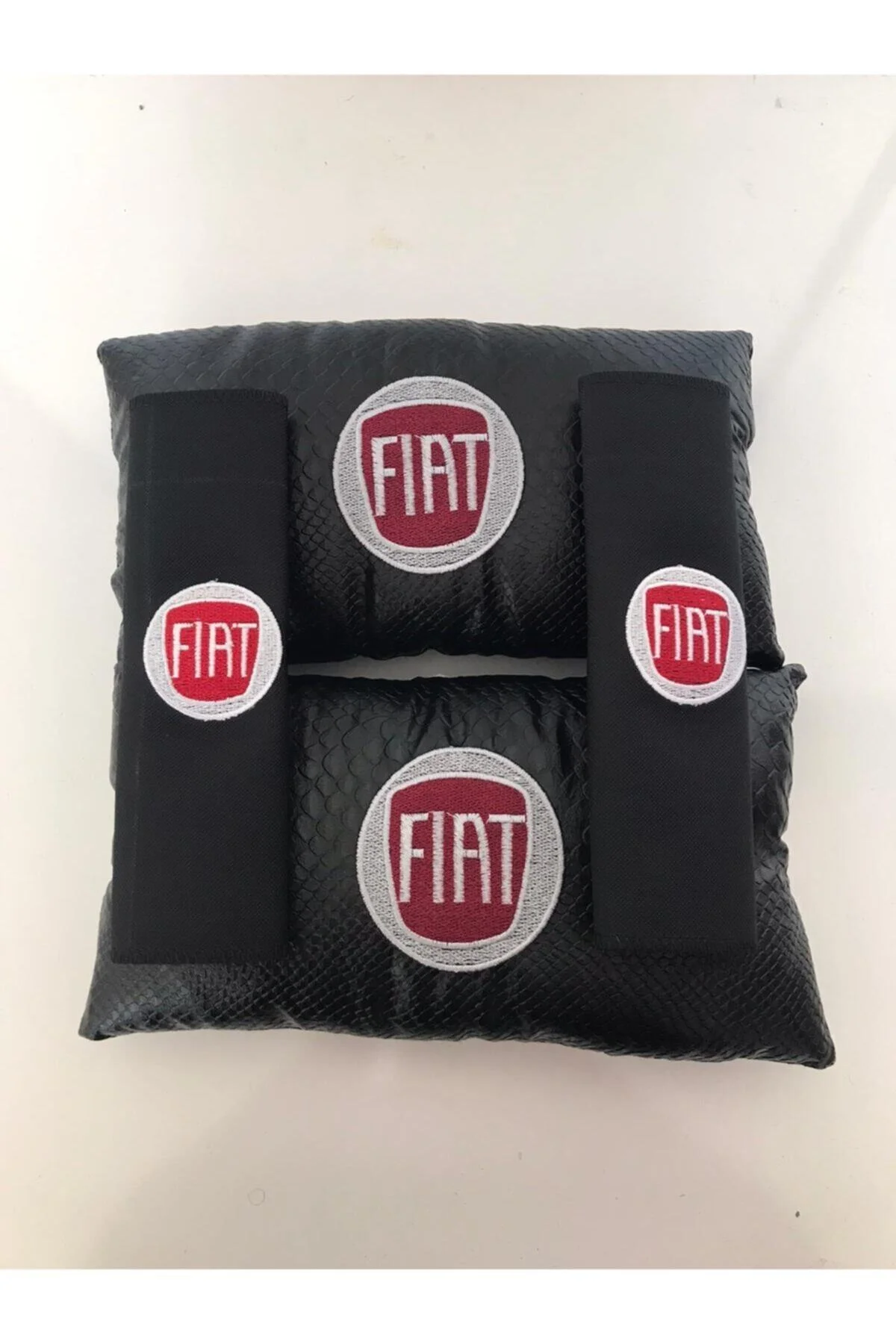 Fiat Nakışlı Egea Linea Deri 1 Çift Boyun Yastık Ve 1 Çift Kemer Pedi - Görsel 2