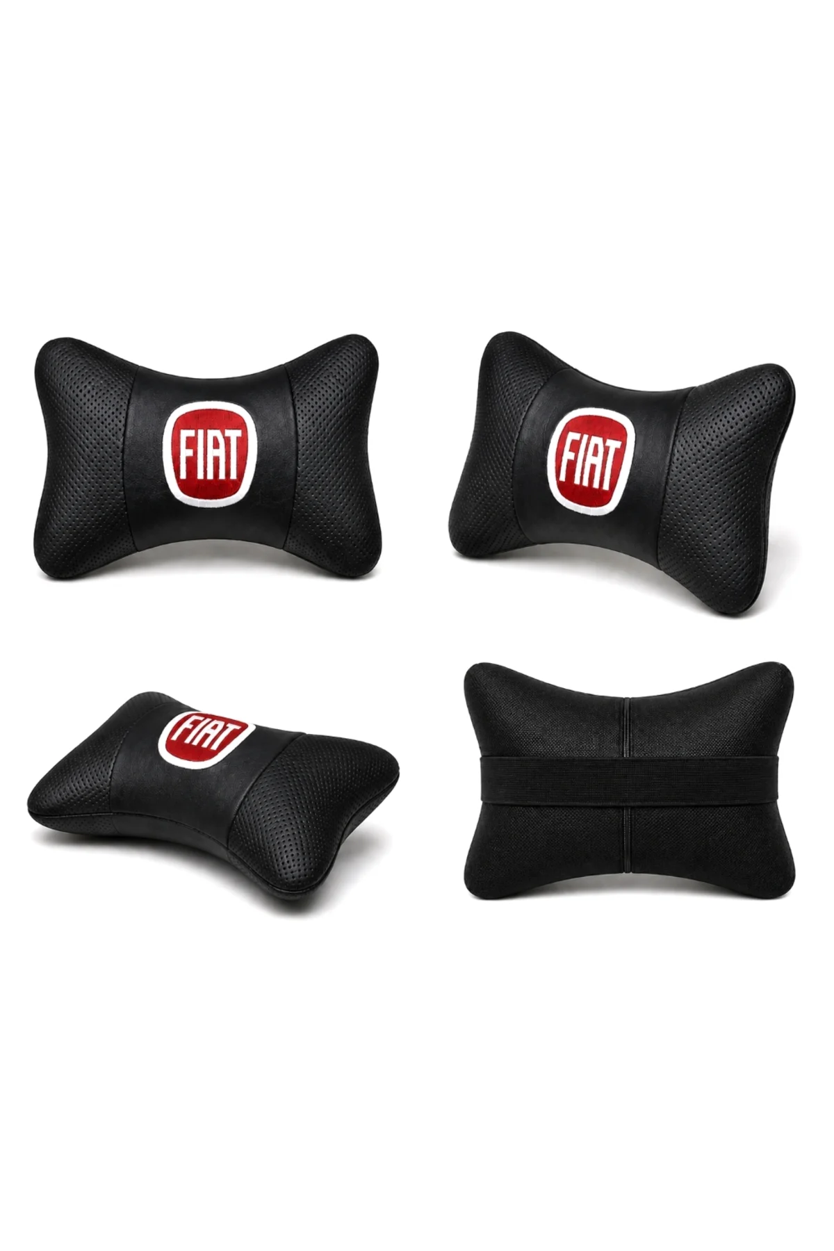 Fiat Ortopedik Oto Boyun Yastığı Nakışlı 4 LÜ DERİ SET - Görsel 2