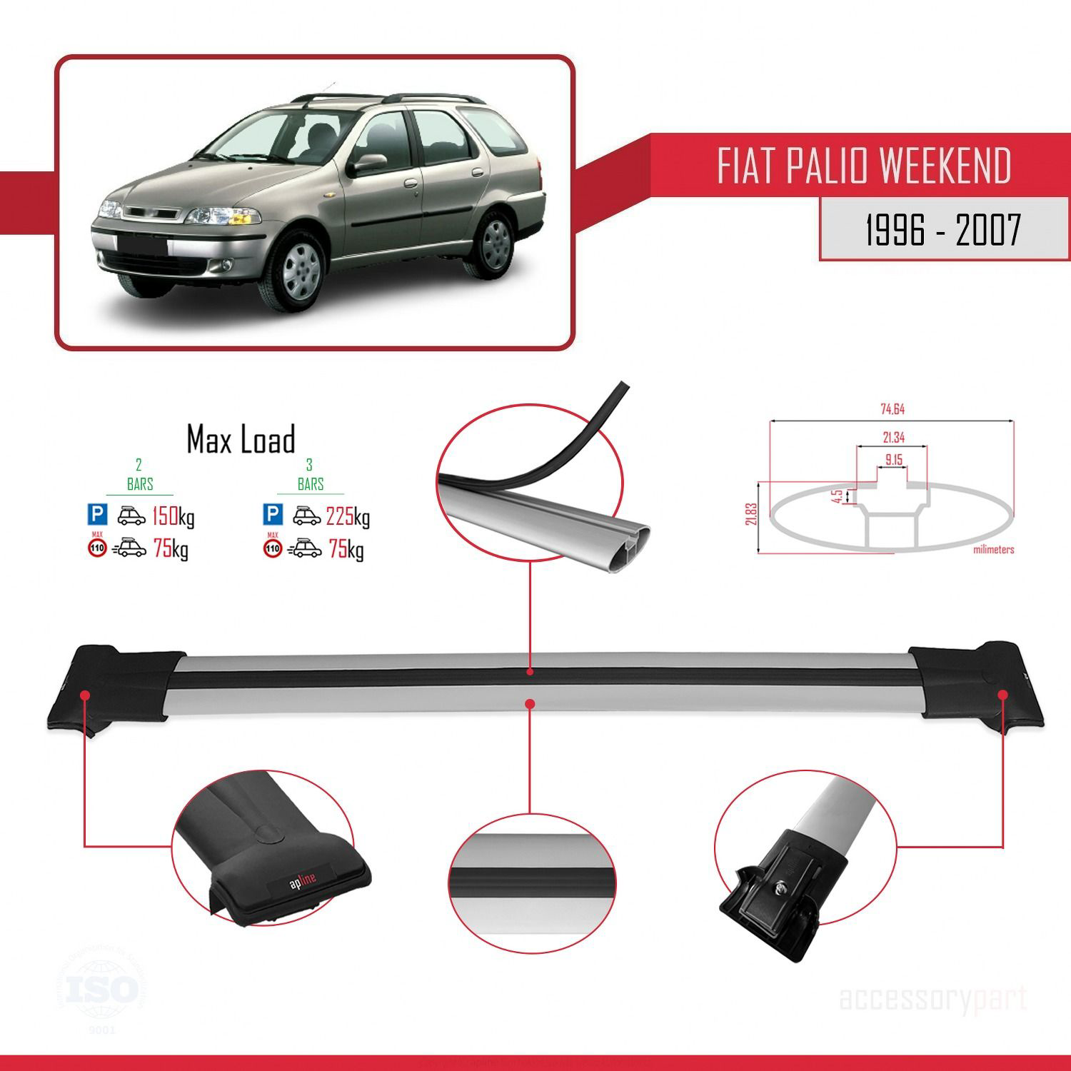 Fiat Palio WEEKEND 1996-2007 Arası ile uyumlu FLY Model Ara Atkı 