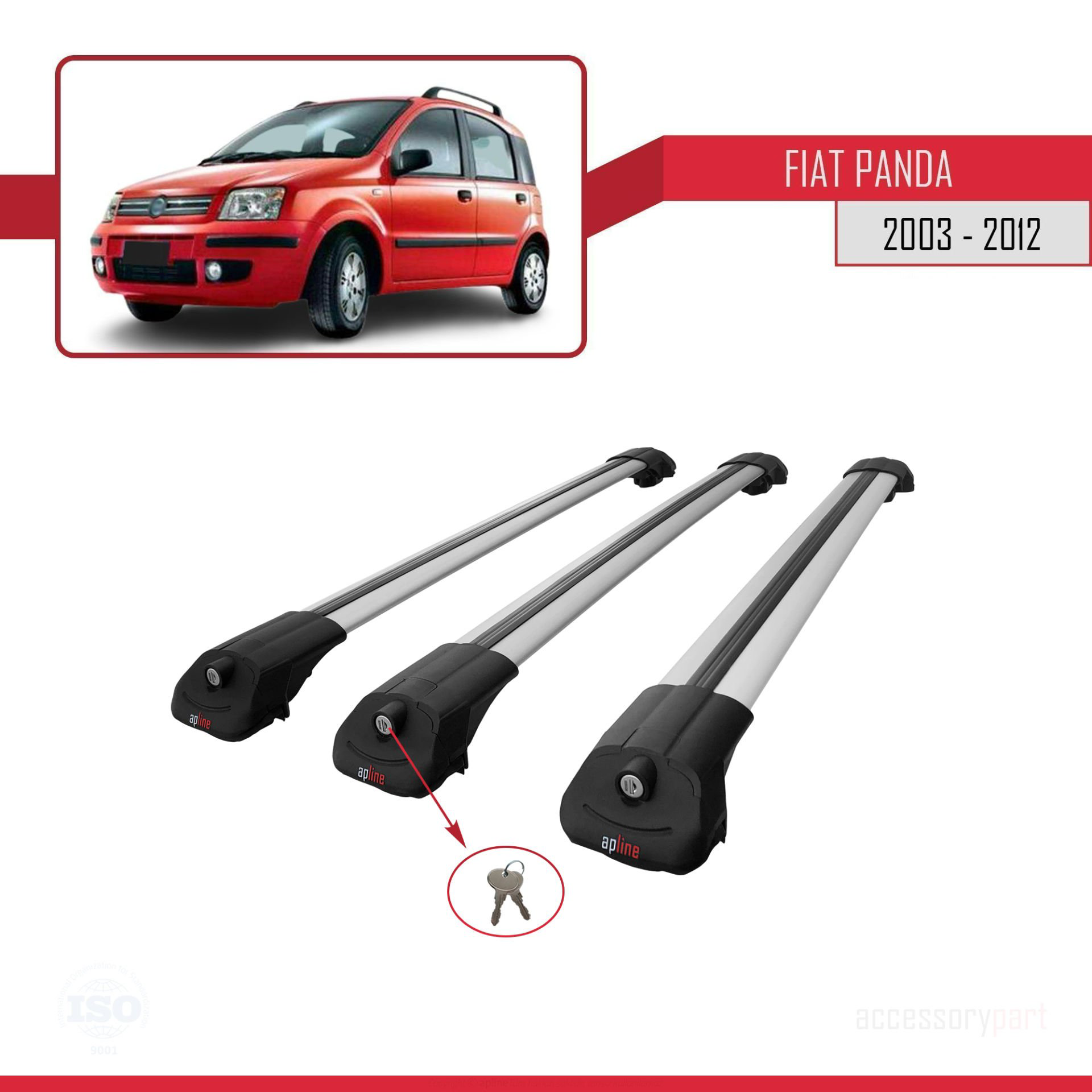 Fiat Panda 2003-2012 Arası ile uyumlu ACE-1 Ara Atkı Tavan Barı G