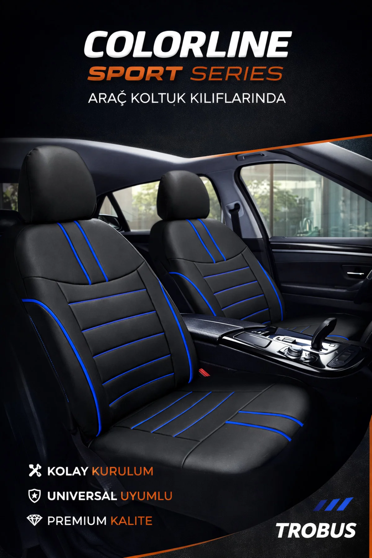 Fiat Punto 2005 ve Sonrası Uyumlu Colorline Sport Deri Siyah - Kırmızı Koltuk Kılıfı