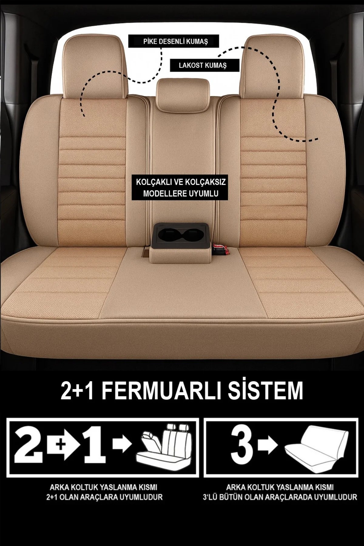 Fiat Punto 2005 ve Sonrası Uyumlu Saren Serisi Bej Koltuk Kılıfı