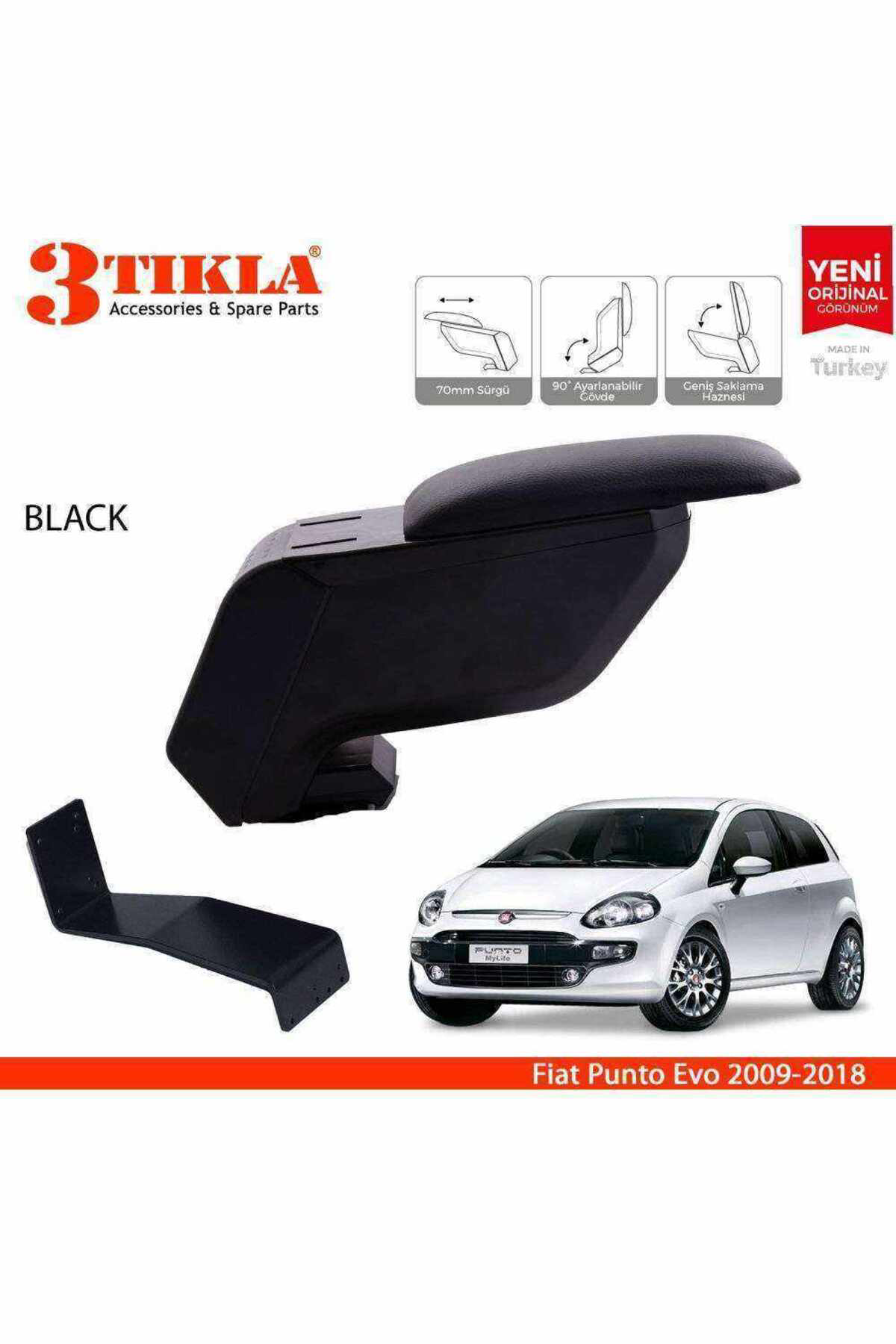 Fiat Punto Evo 2009-2018 Delmesiz Çelik Ayaklı Siyah Kolçak Kol D Fiat Punto Evo 2009-2018 Delmesiz Çelik Ayaklı Siyah Kolçak Kol D