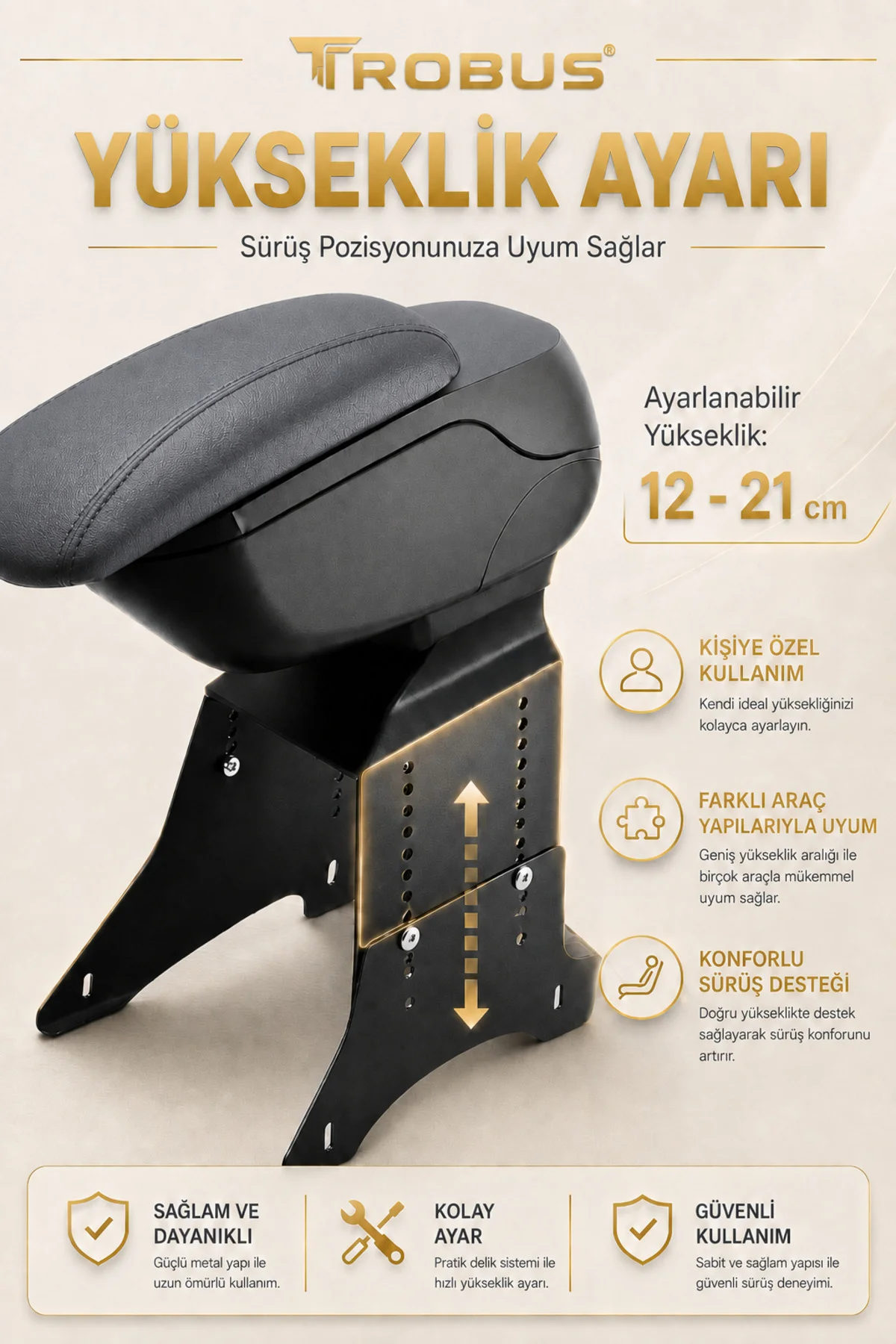 Fiat Punto Evo 2010-2015 Uyumlu Füme Ayaklı Sürgülü Kolçak Ayarlanabilir Yükseklikli Fiyatı, Yorumları ve Özellikleri