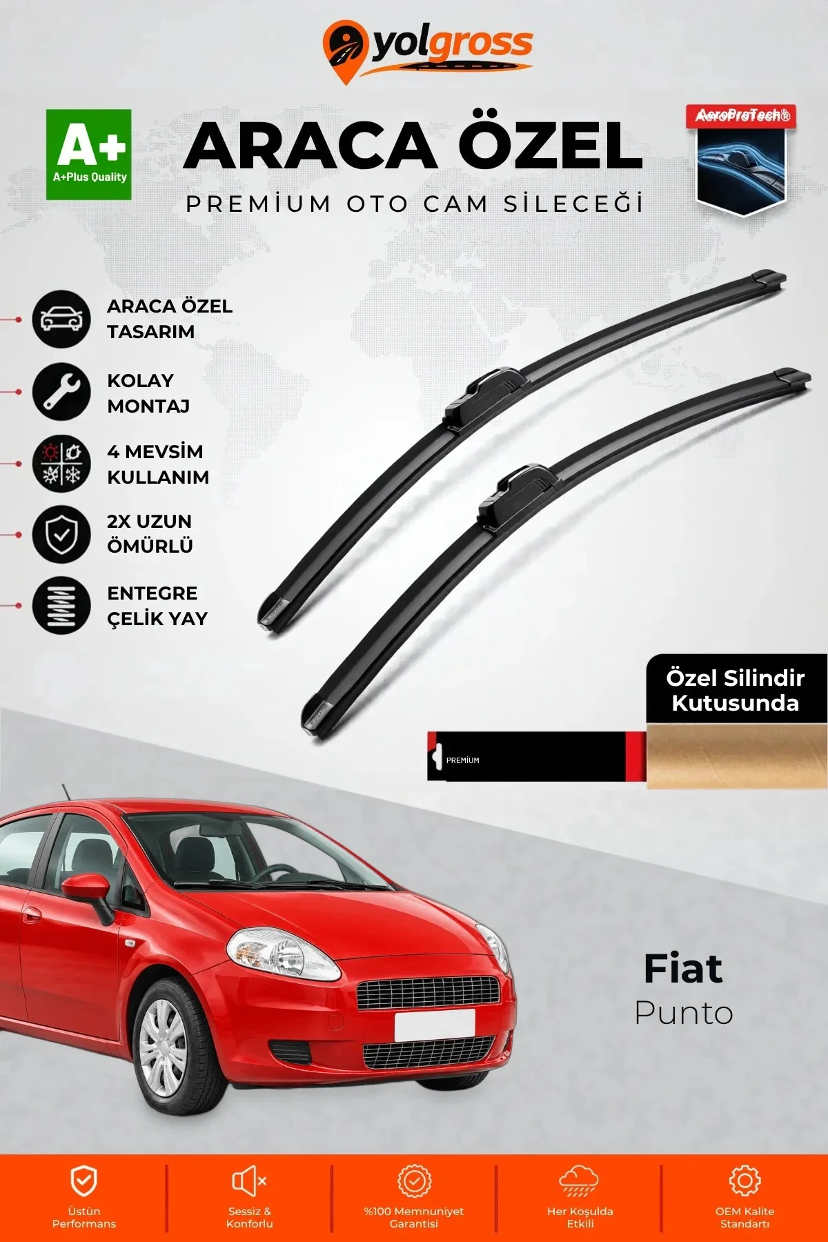 Fiat Punto Ön Cam Silecek Seti 2005 Üzeri Premium Araca Özel 65-38 Cm A+ Kalite