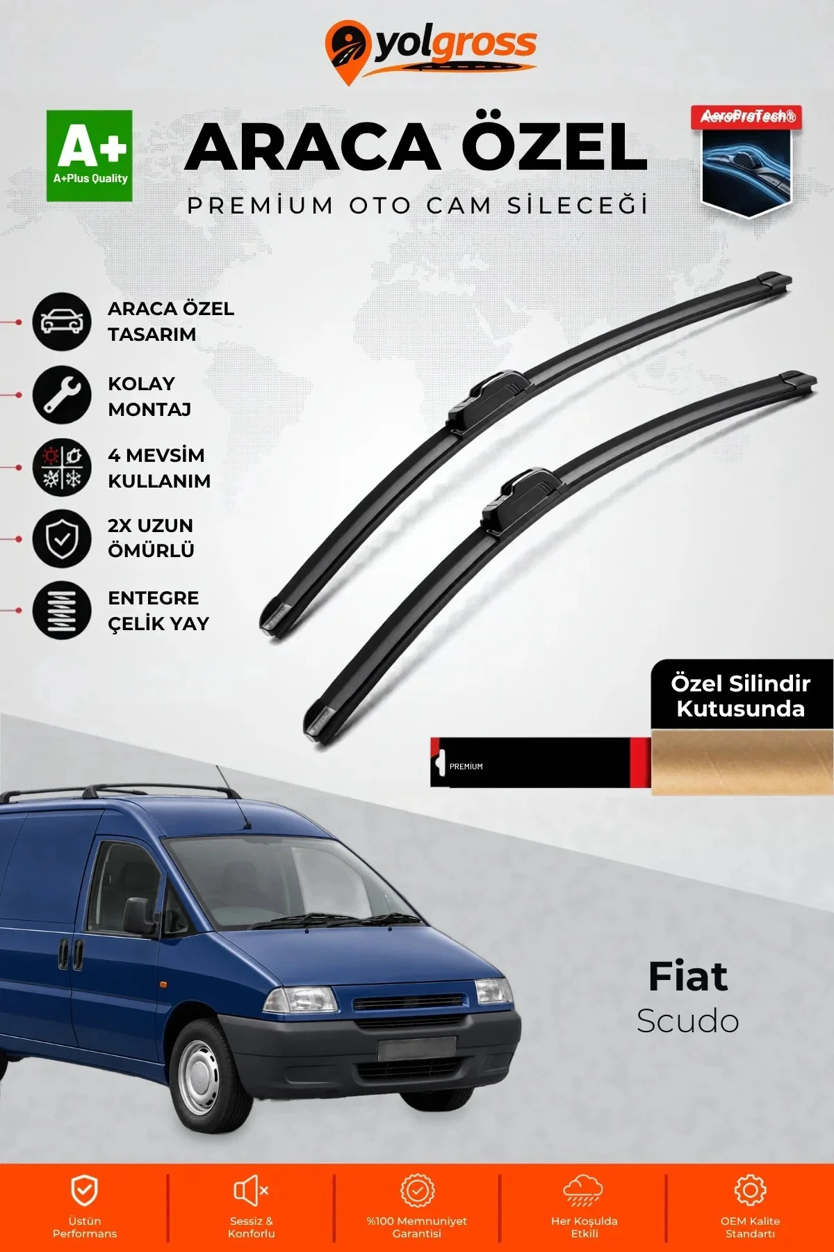 Fiat Scudo Ön Cam Silecek Seti 1996-2006 Premium Araca Özel 65-50 Cm A+ Kalite