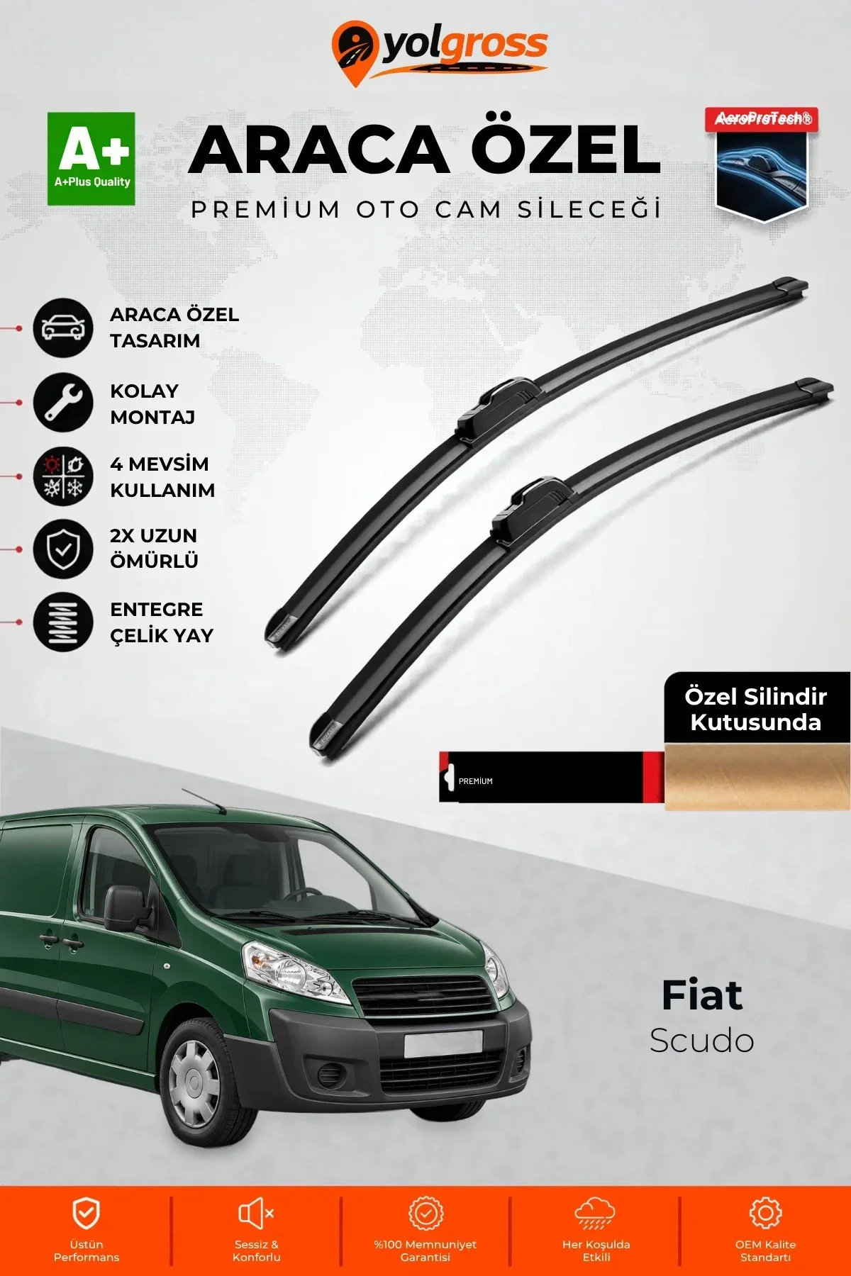 Fiat Scudo Ön Cam Silecek Seti 2007-2016 Premium Araca Özel 70-50 Cm A+ Kalite Fiat Scudo Ön Cam Silecek Seti 2007-2016 Premium Araca Özel 70-50 Cm A+ Kalite