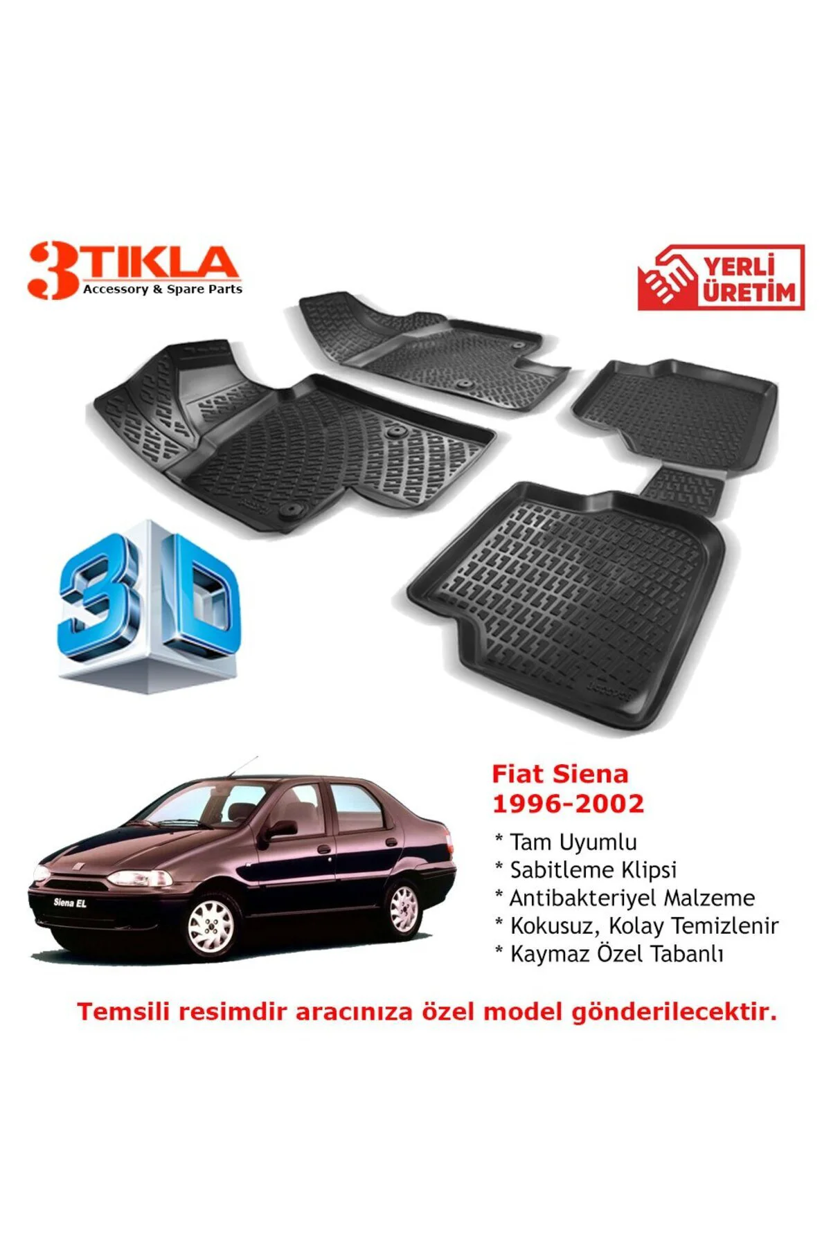 Fiat Siena 1996-2002 Premium 3D Havuzlu Paspas Seti