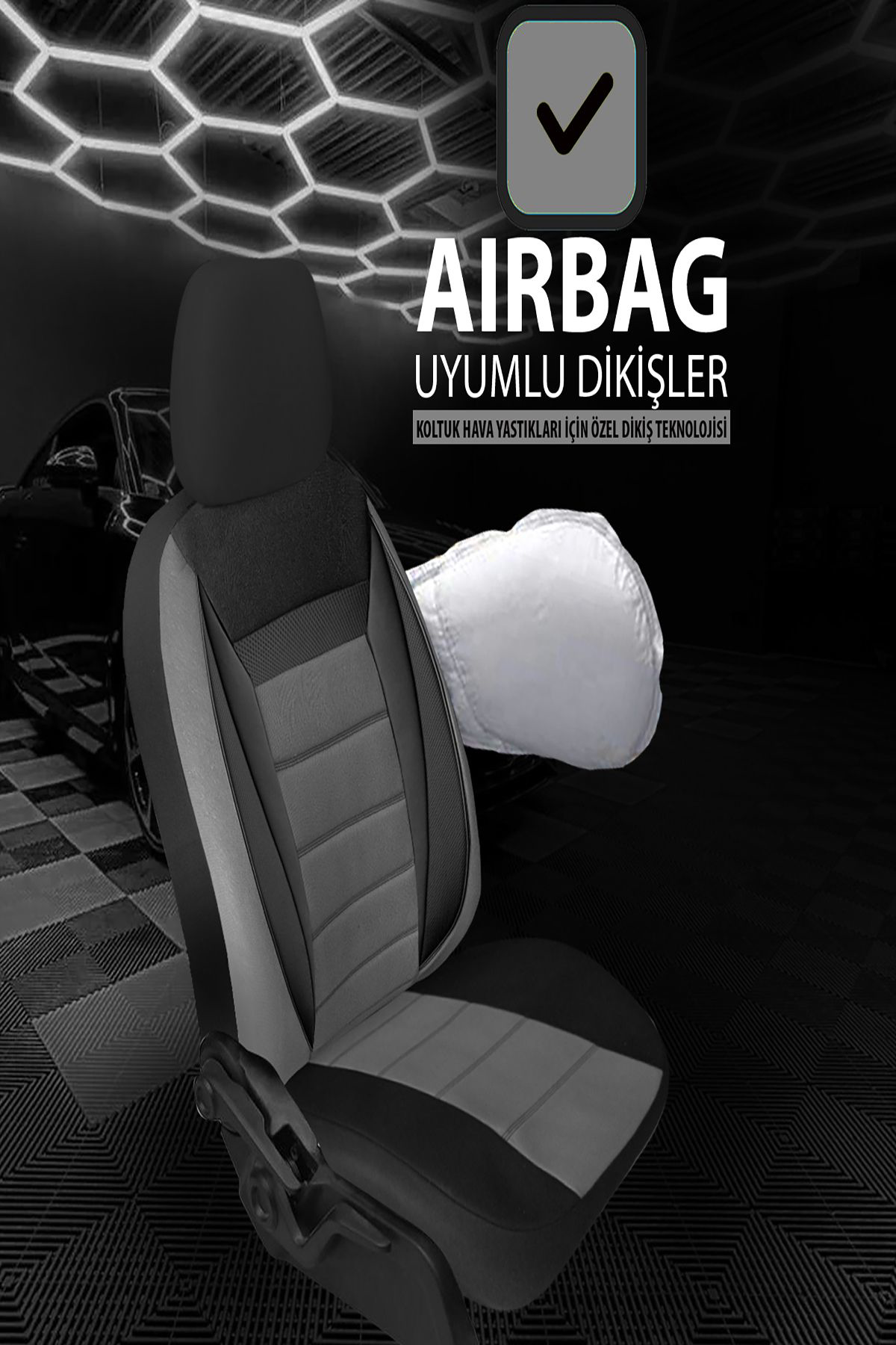 FIAT STILO 2002-2008Uyumlu Oto Koltuk Kılıfı Enigma Serisi - Füme