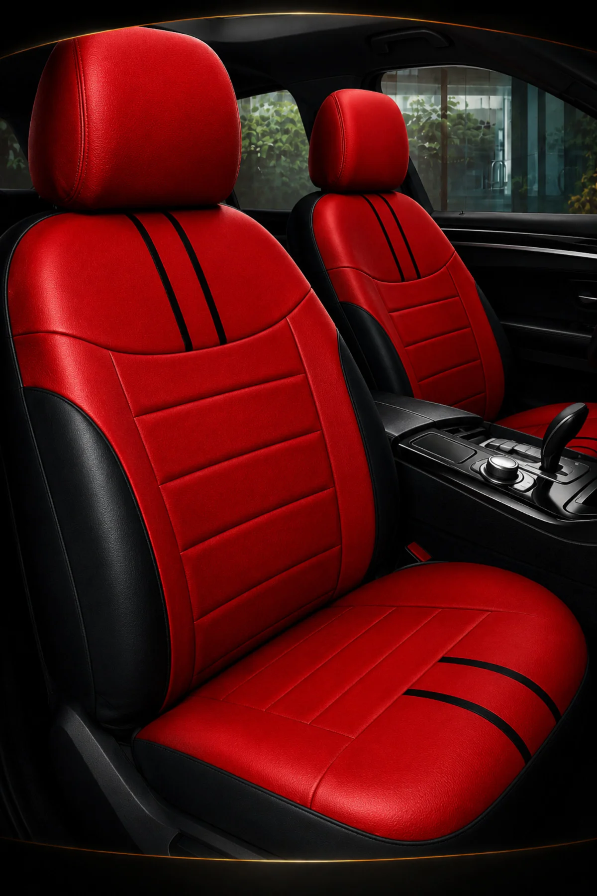 Fiat Tempra Uyumlu Colorline Elegance Deri Kırmızı Siyah Koltuk Kılıfı