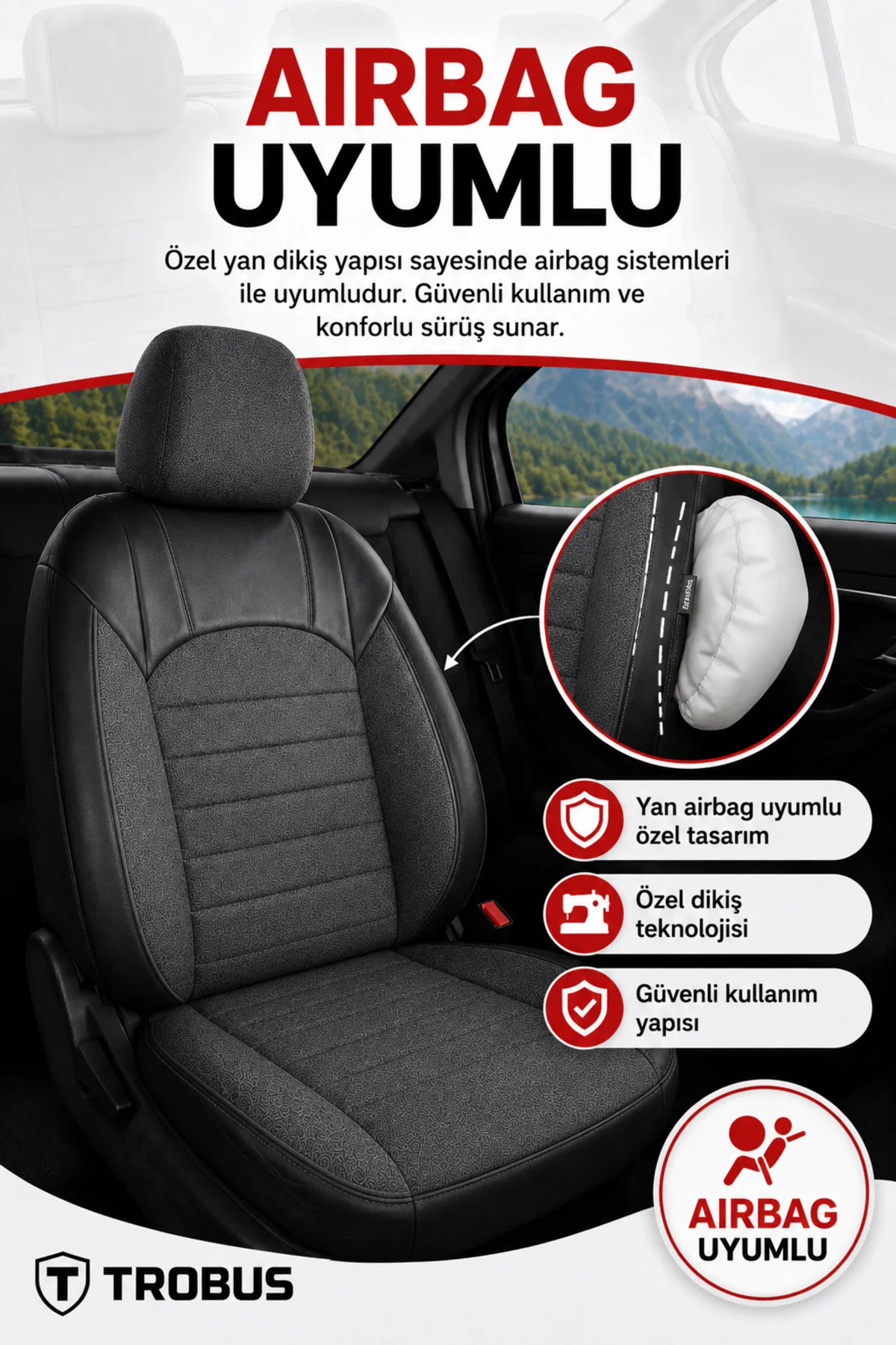 Fiat Tempra Uyumlu Levante Serisi Bel Destekli Keten Füme Koltuk Kılıfı