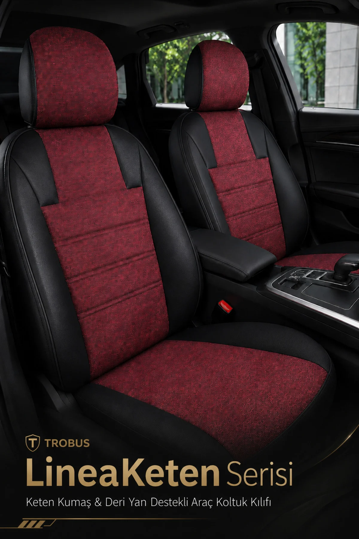 Fiat Tipo 1990-2000 Uyumlu LineaKeten Serisi Ortopedik Bordo Siyah Koltuk Kılıfı