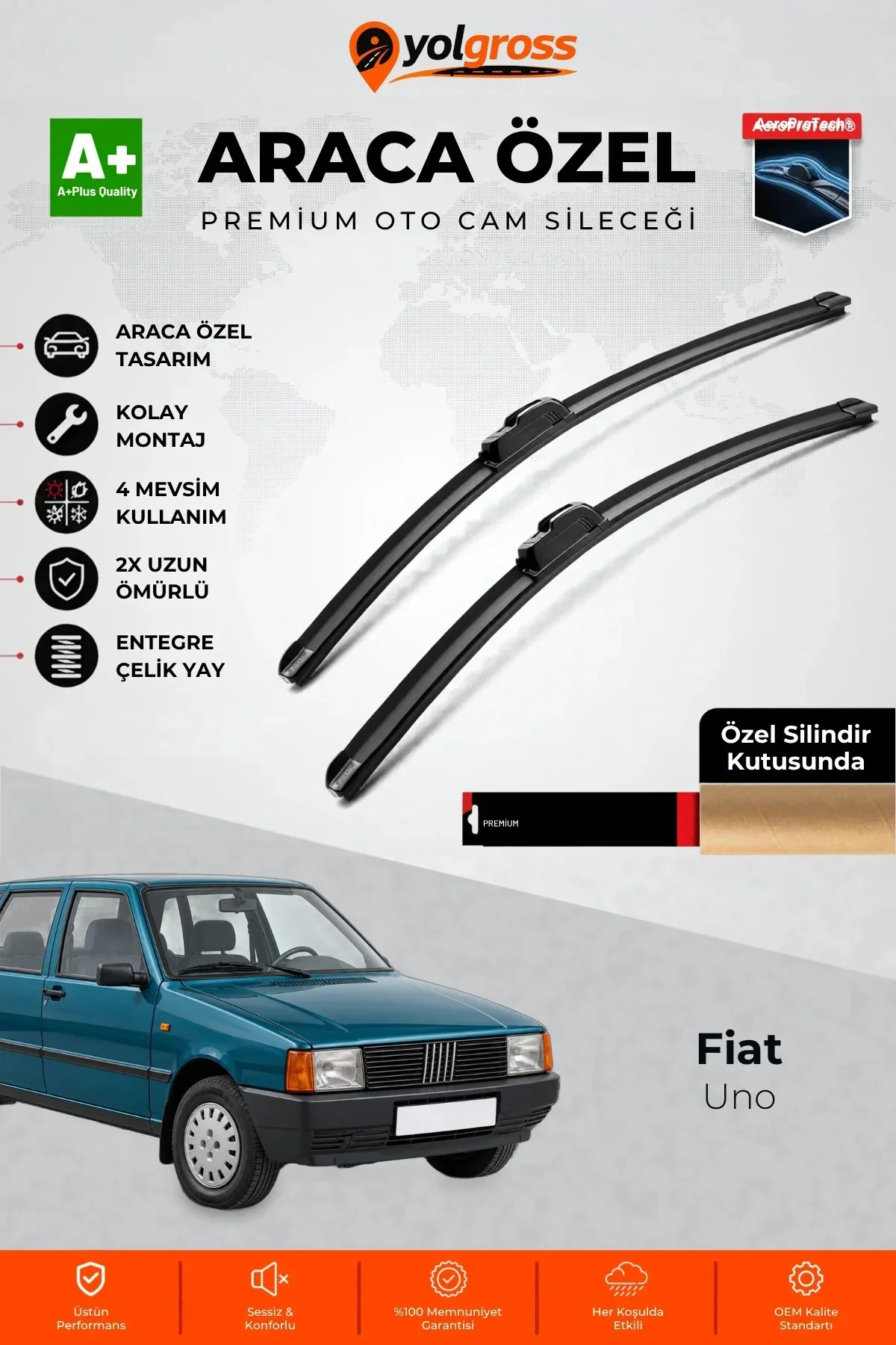 Fiat Uno Ön Cam Silecek Seti 1983-2002 Premium Araca Özel 45 Cm A+ Kalite